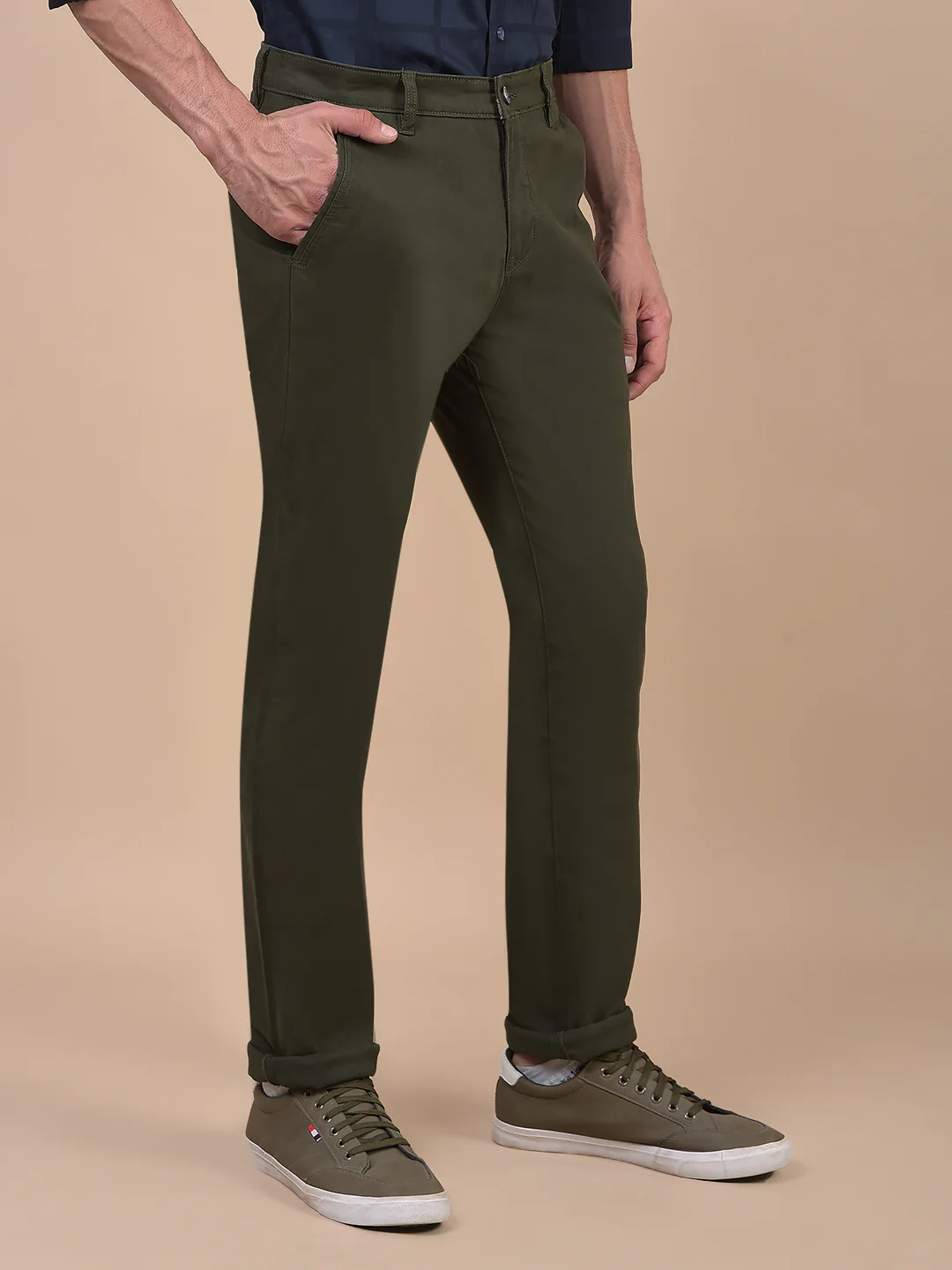 Casual Trouser for Men | Breathable & Soft with Color Fastness Regular Fit Cotton Blend Fabric Solid Pattern Button Closure - Image 6