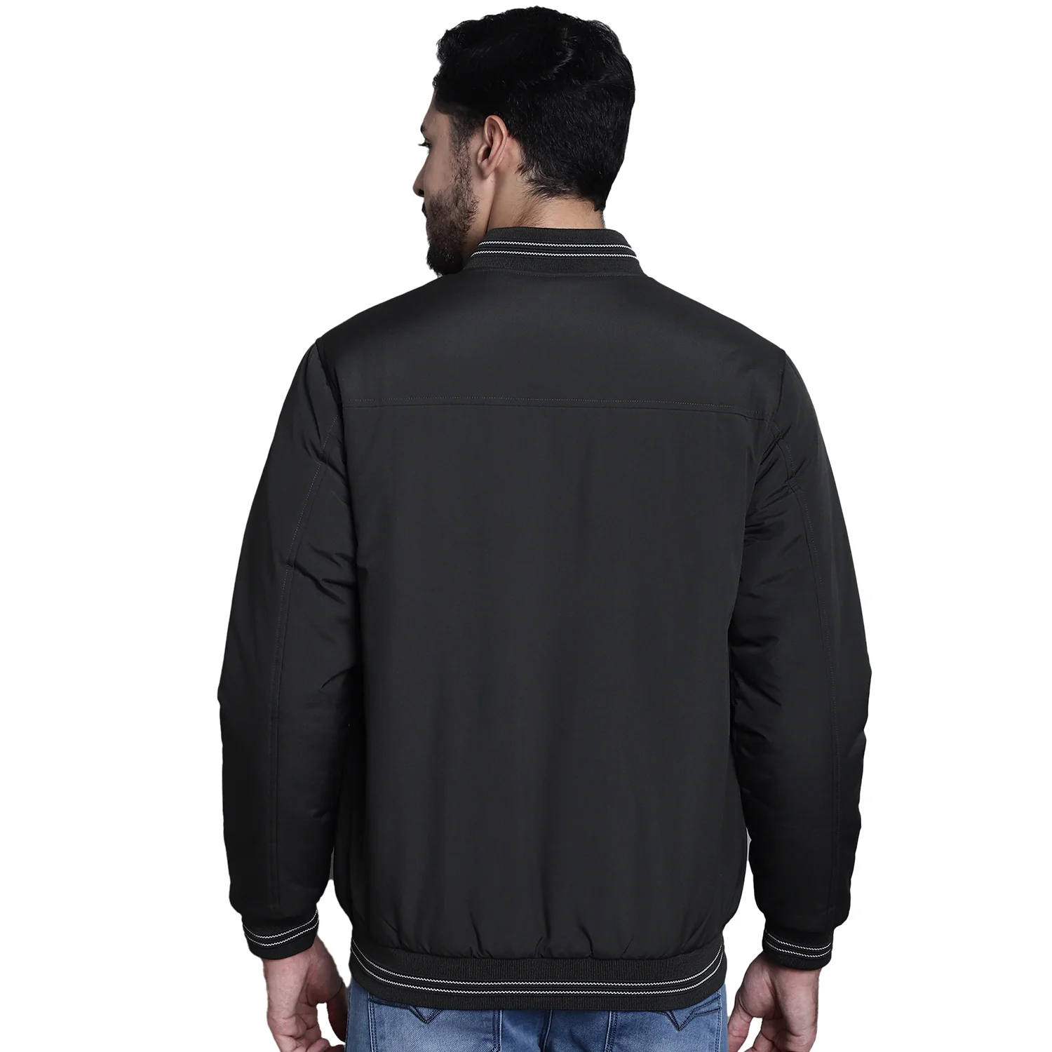 Men's Solid Green Full Sleeves Mock Collar Reversible Casual Jacket - Image 4