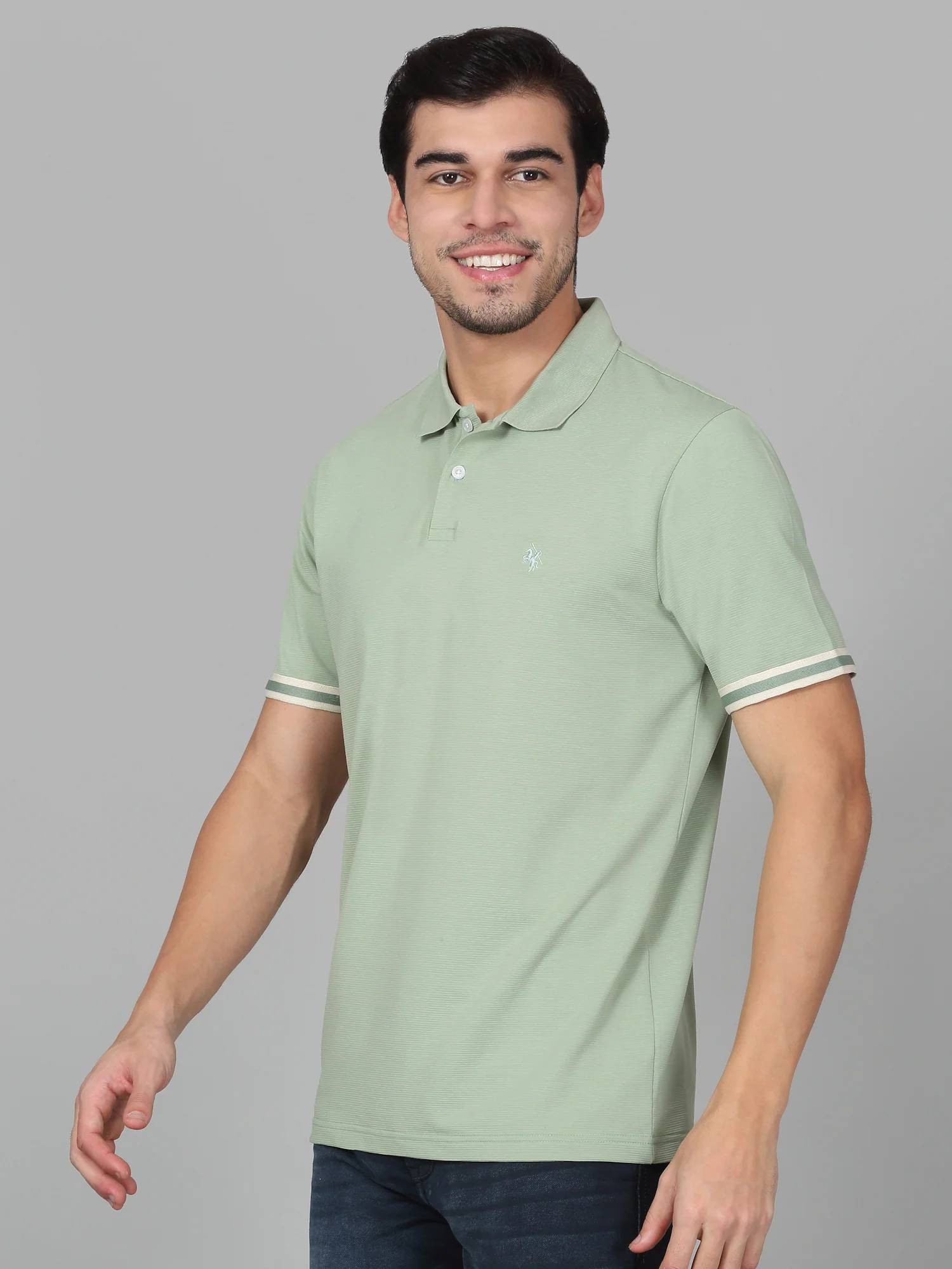 T-Shirt for Men | Breathable & Soft with Color Fastness Regular Fit Polo Neck Cotton Blend Fabric Solid Pattern - Image 2