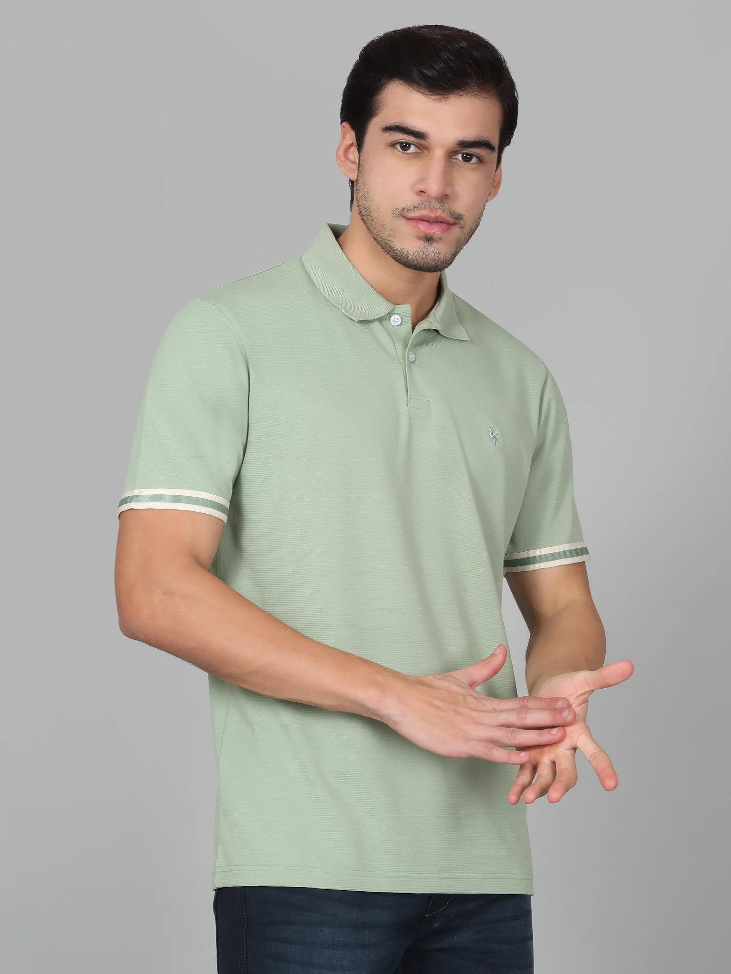 T-Shirt for Men | Breathable & Soft with Color Fastness Regular Fit Polo Neck Cotton Blend Fabric Solid Pattern - Image 3