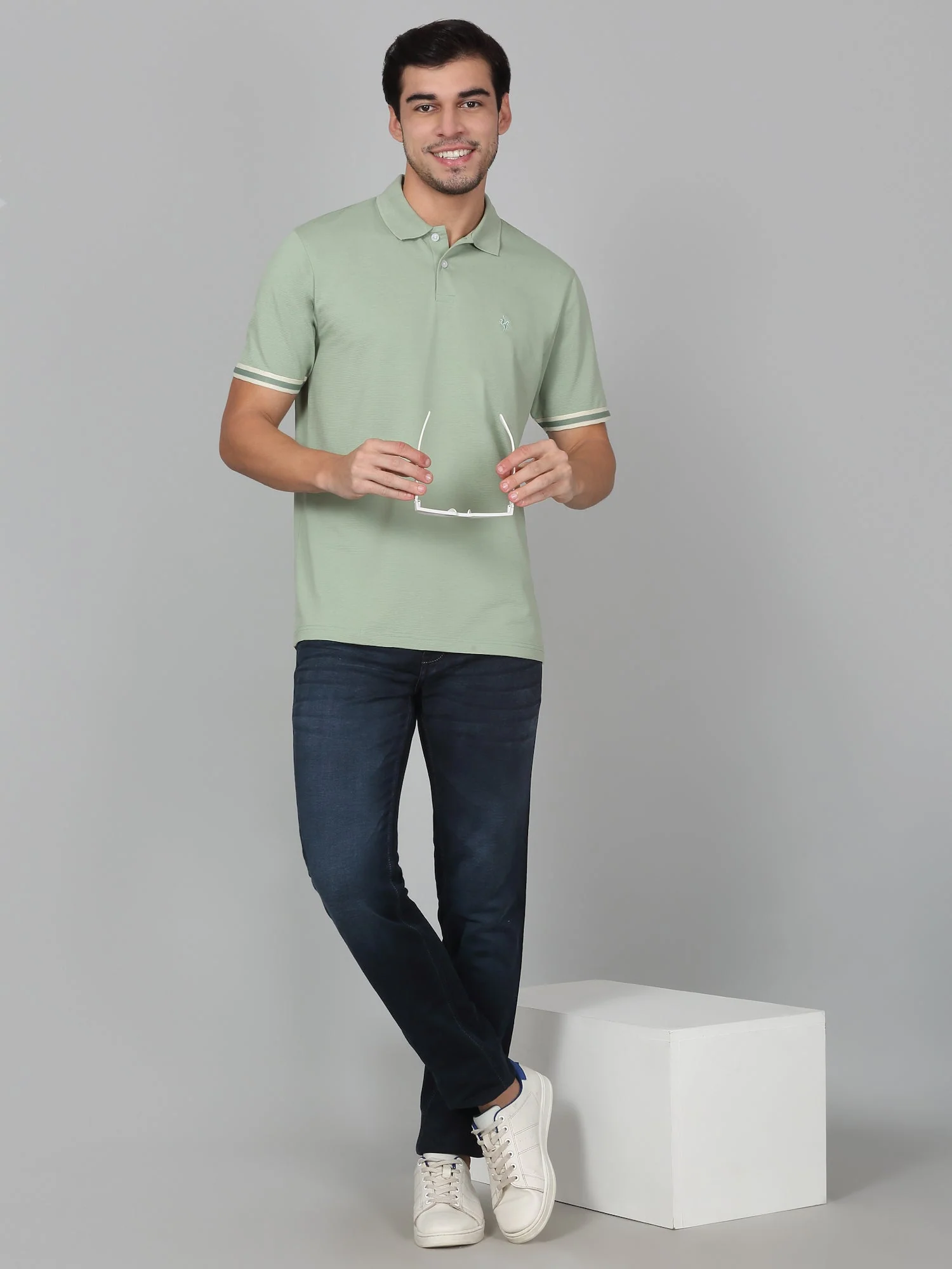 T-Shirt for Men | Breathable & Soft with Color Fastness Regular Fit Polo Neck Cotton Blend Fabric Solid Pattern - Image 5