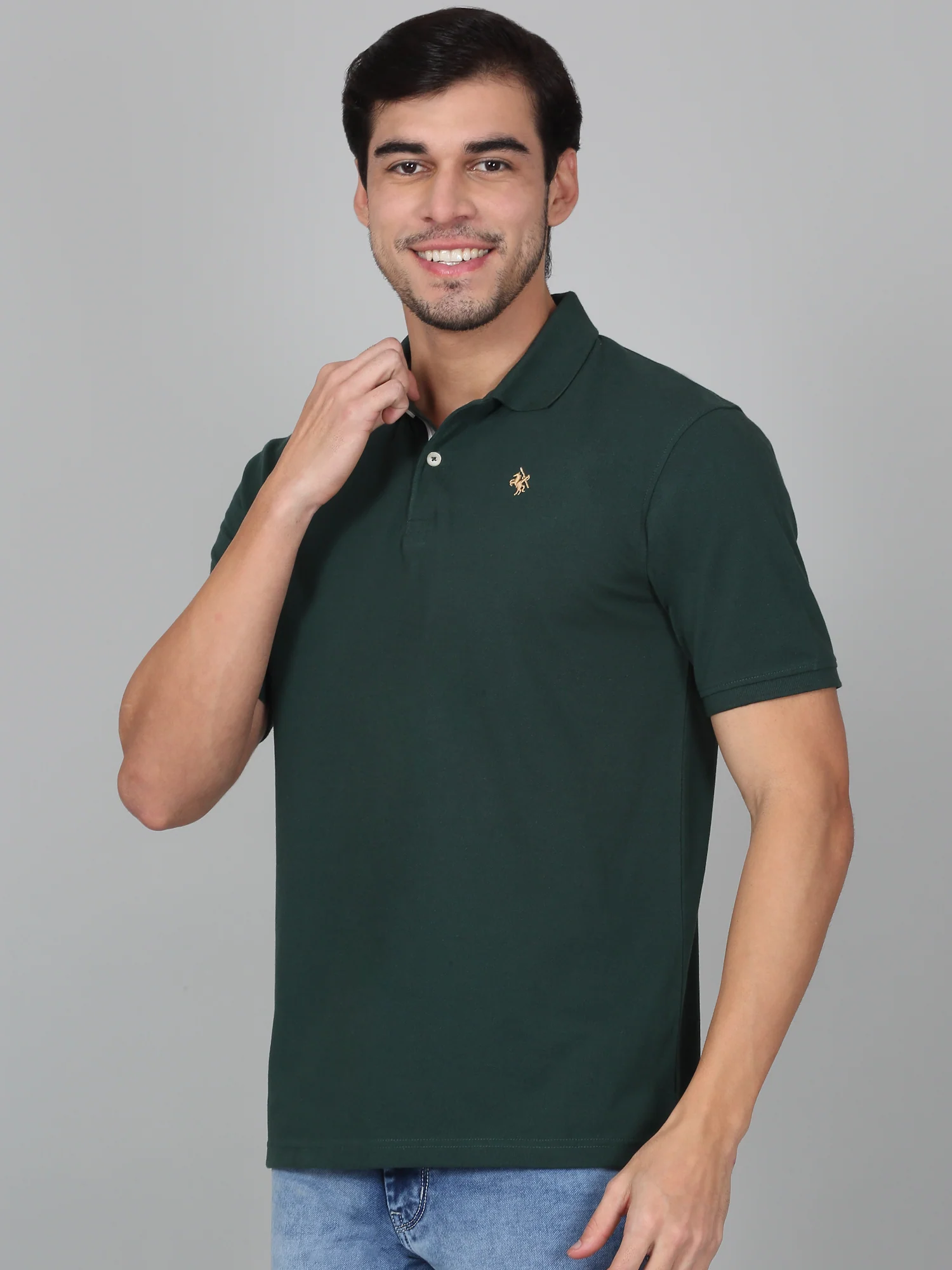 T-Shirt for Men | Breathable & Soft with Color Fastness Regular Fit Polo Neck Poly Cotton Fabric Solid Pattern - Image 2