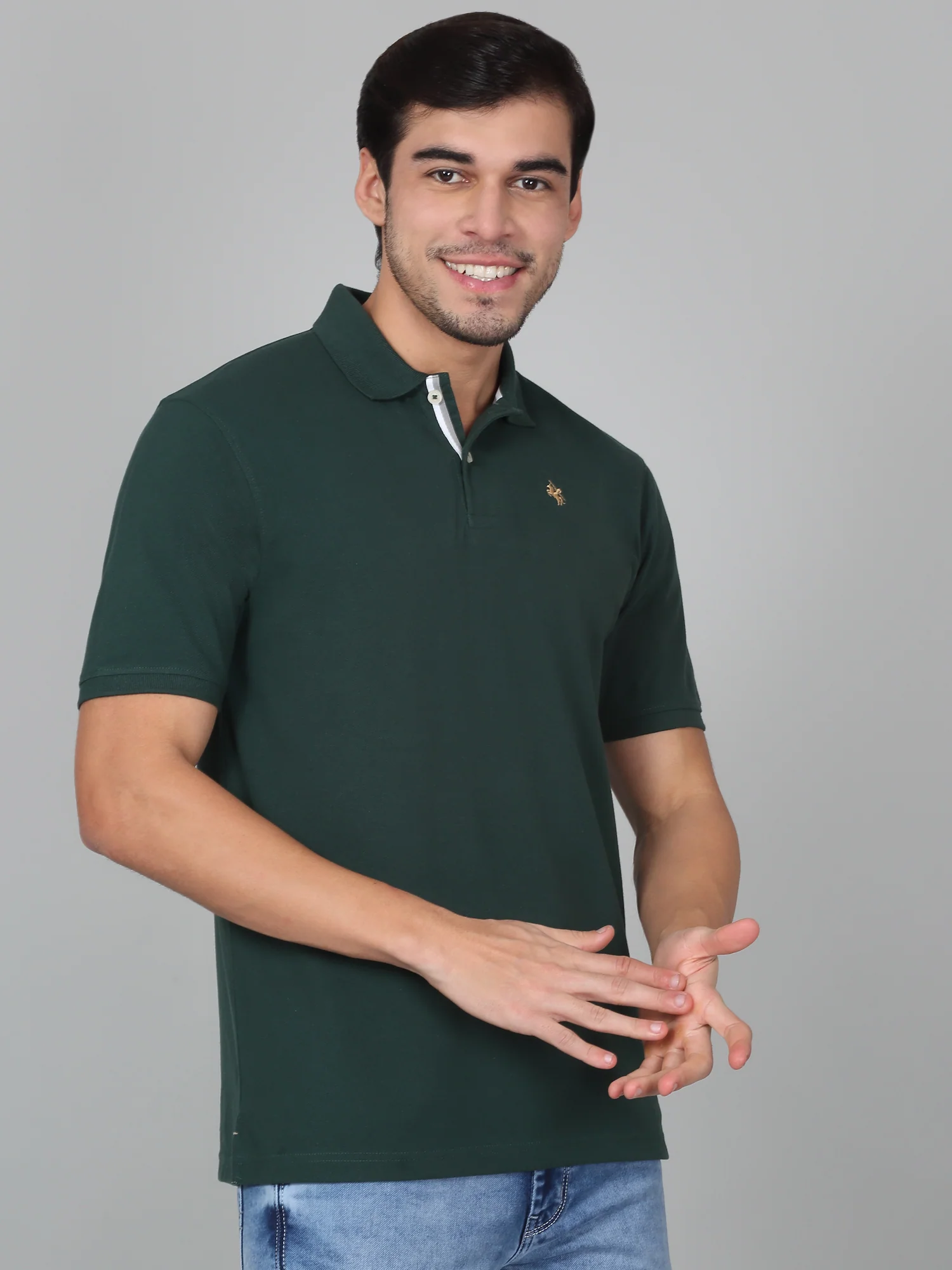 T-Shirt for Men | Breathable & Soft with Color Fastness Regular Fit Polo Neck Poly Cotton Fabric Solid Pattern - Image 3