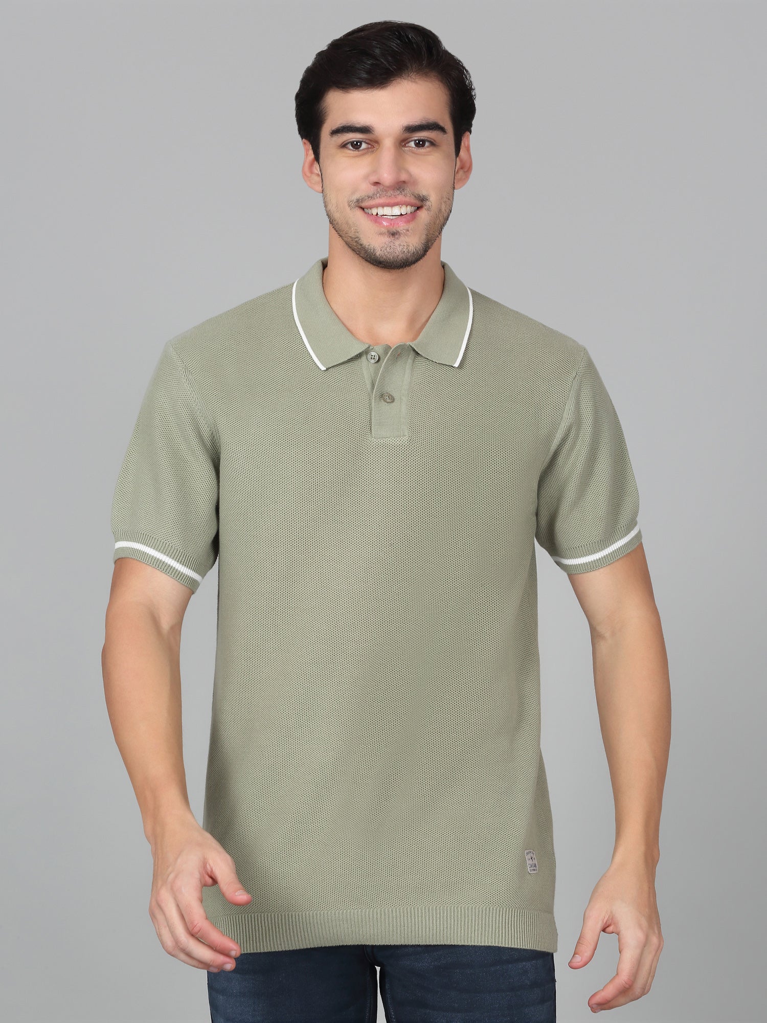 T-Shirt for Men | Breathable & Soft with Color Fastness Regular Fit Polo Neck Cotton Blend Fabric Solid Pattern - Image 2