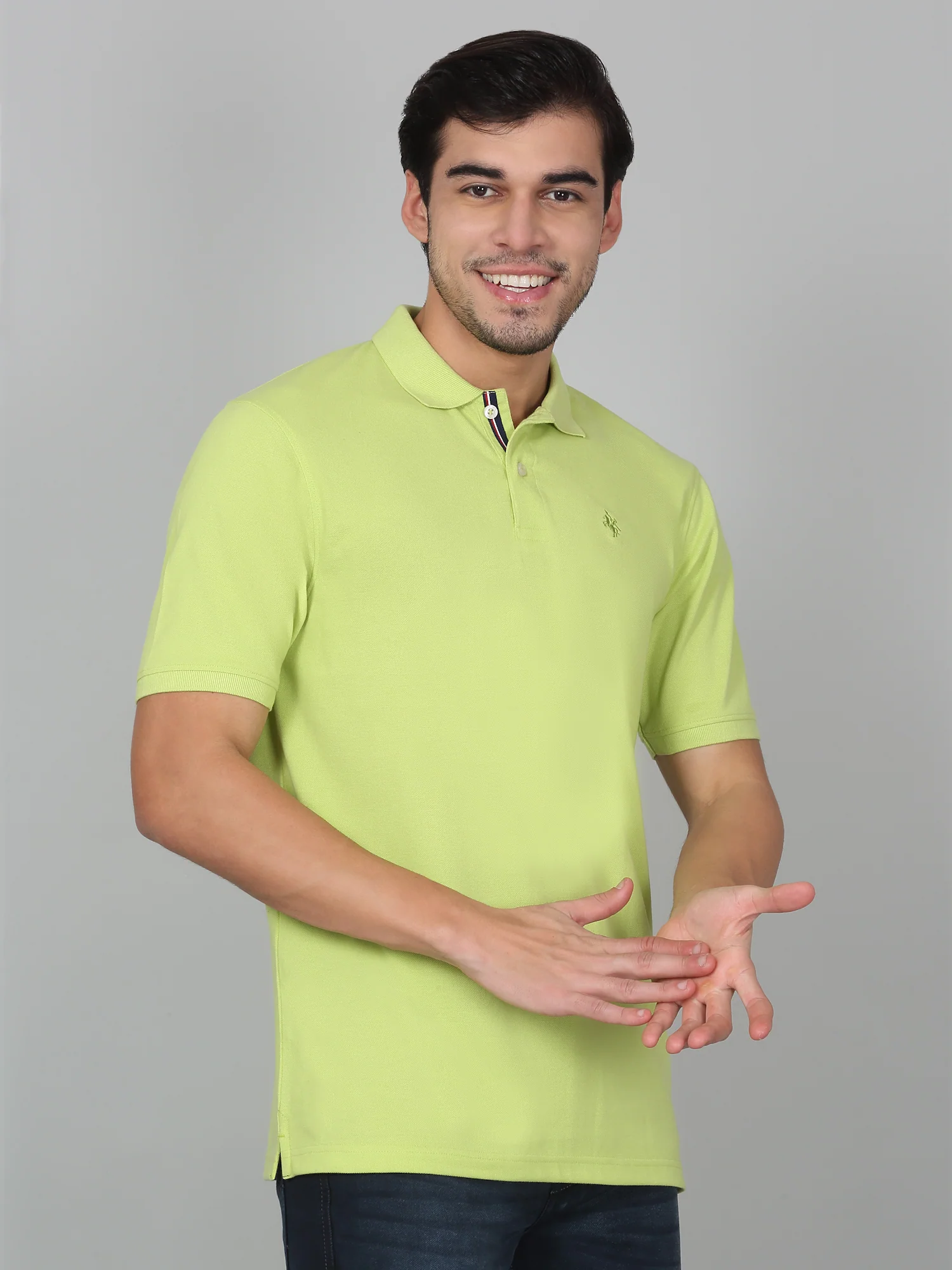 T-Shirt for Men | Breathable & Soft with Color Fastness Regular Fit Polo Neck Poly Cotton Fabric Solid Pattern - Image 3