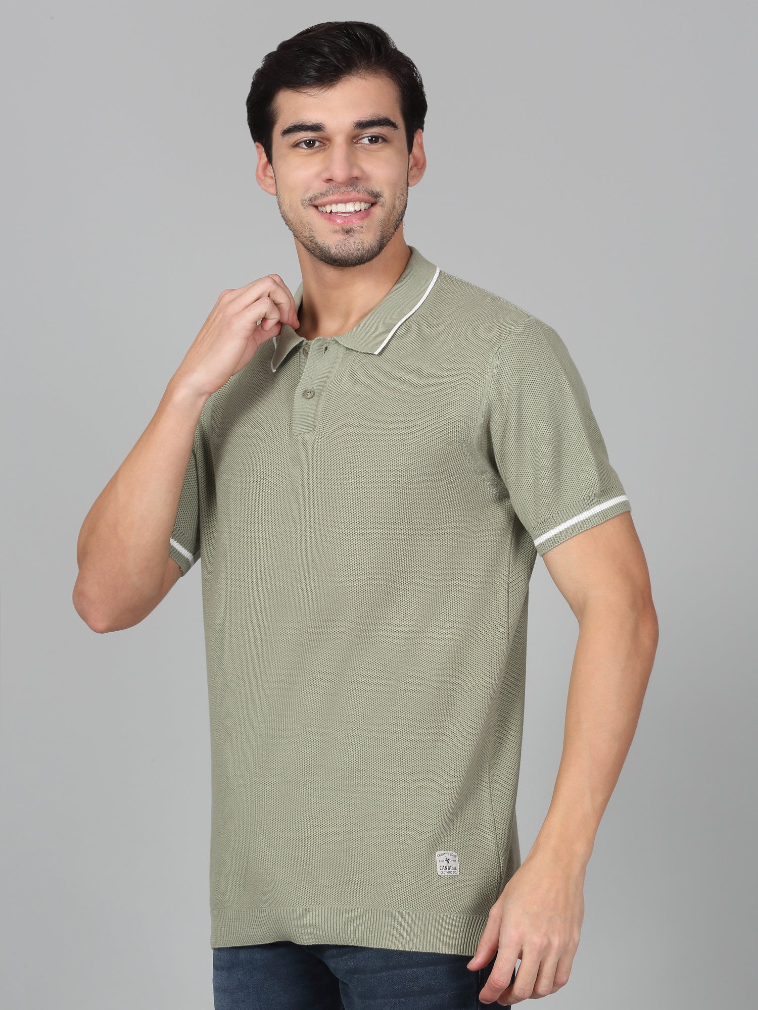 T-Shirt for Men | Breathable & Soft with Color Fastness Regular Fit Polo Neck Cotton Blend Fabric Solid Pattern - Image 3