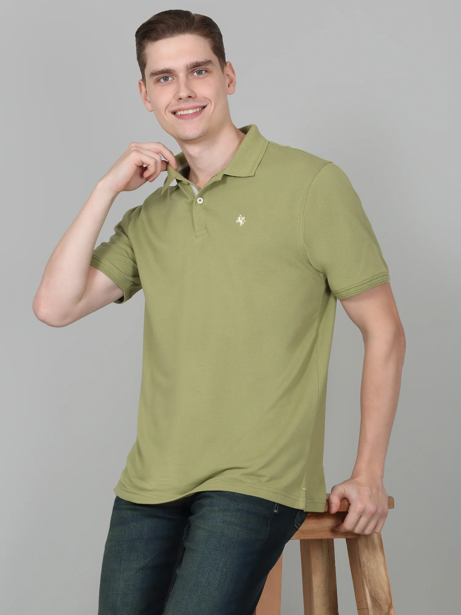 T-Shirt for Men | Breathable & Soft with Color Fastness Regular Fit Polo Neck Poly Cotton Fabric Solid Pattern - Image 2