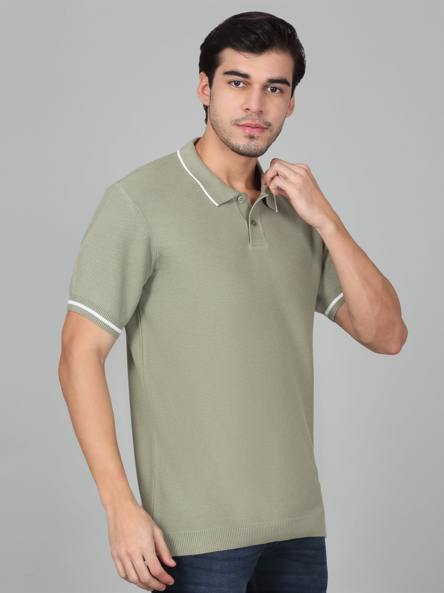 T-Shirt for Men | Breathable & Soft with Color Fastness Regular Fit Polo Neck Cotton Blend Fabric Solid Pattern - Image 4
