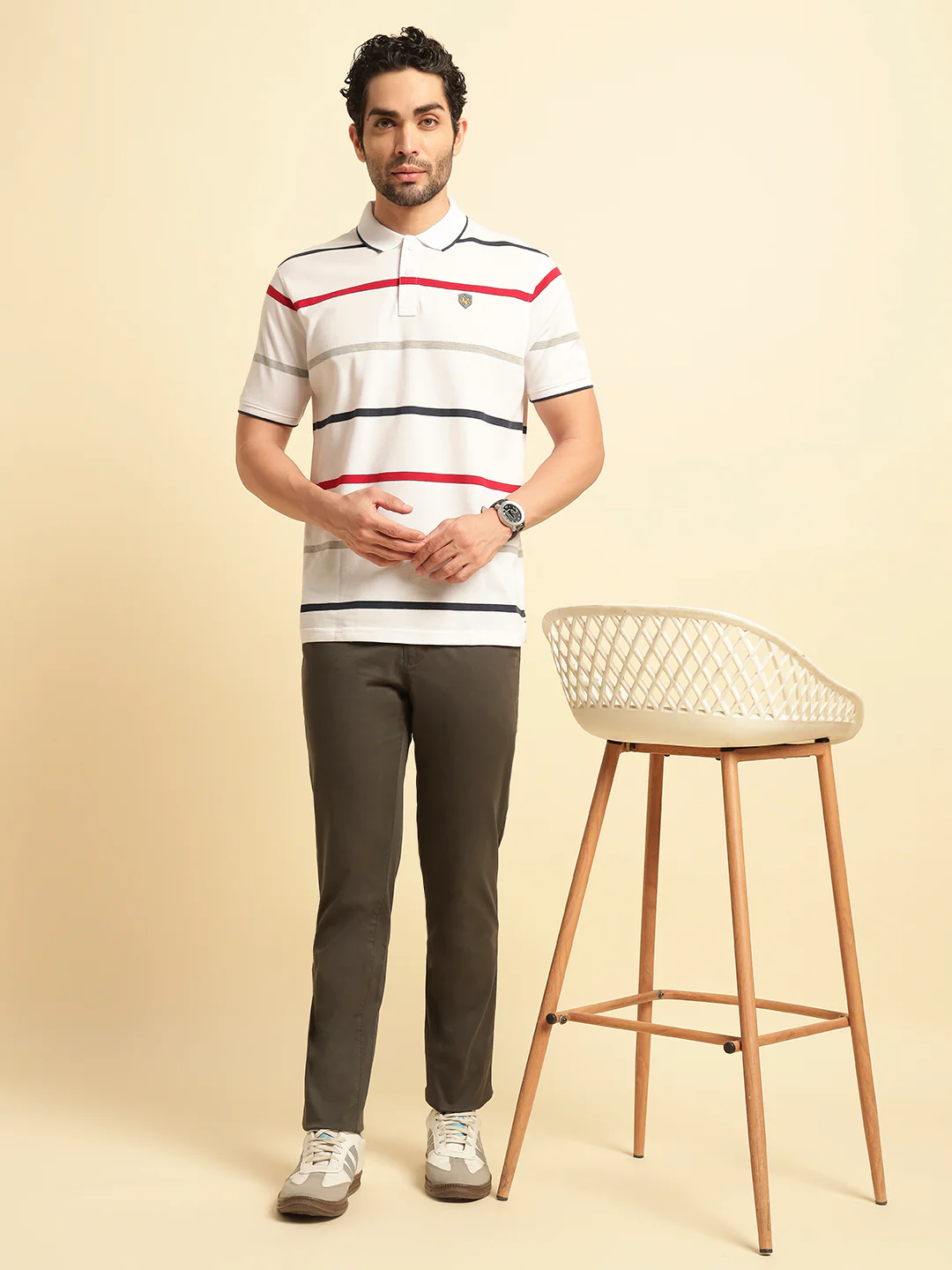 Casual Trouser for Men | Breathable & Soft with Color Fastness Regular Fit Cotton Blend Fabric Solid Pattern Button Closure - Image 3