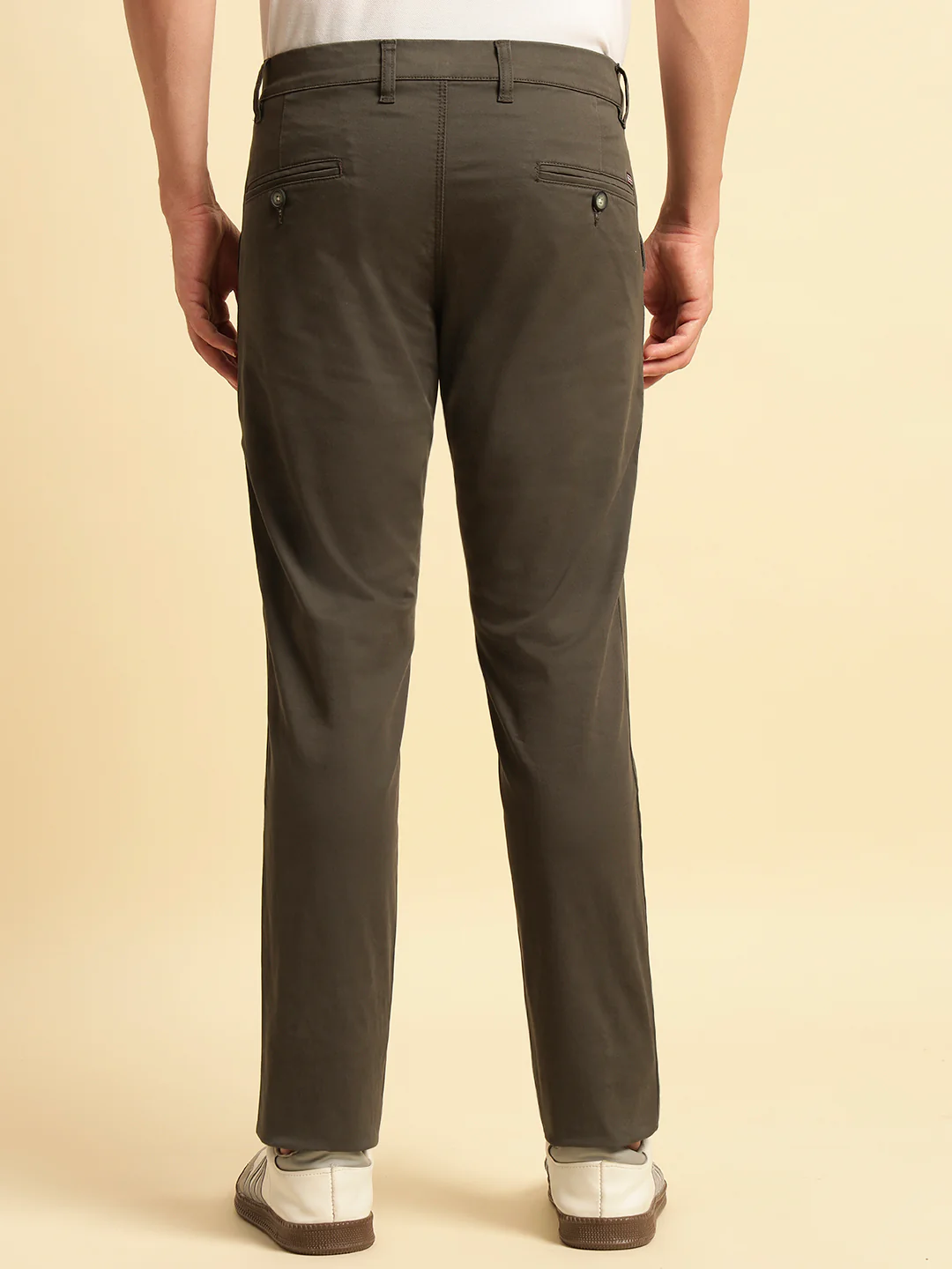 Casual Trouser for Men | Breathable & Soft with Color Fastness Regular Fit Cotton Blend Fabric Solid Pattern Button Closure - Image 4