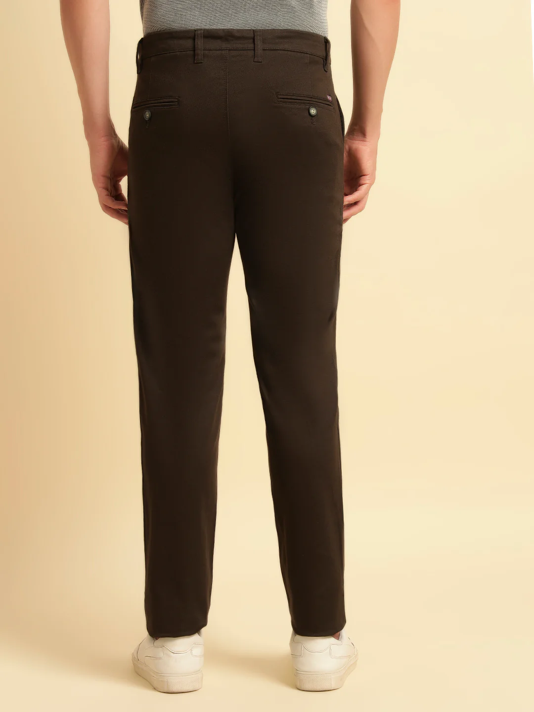 Casual Trouser for Men | Breathable & Soft with Color Fastness Regular Fit Cotton Blend Fabric Solid Pattern Button Closure - Image 7