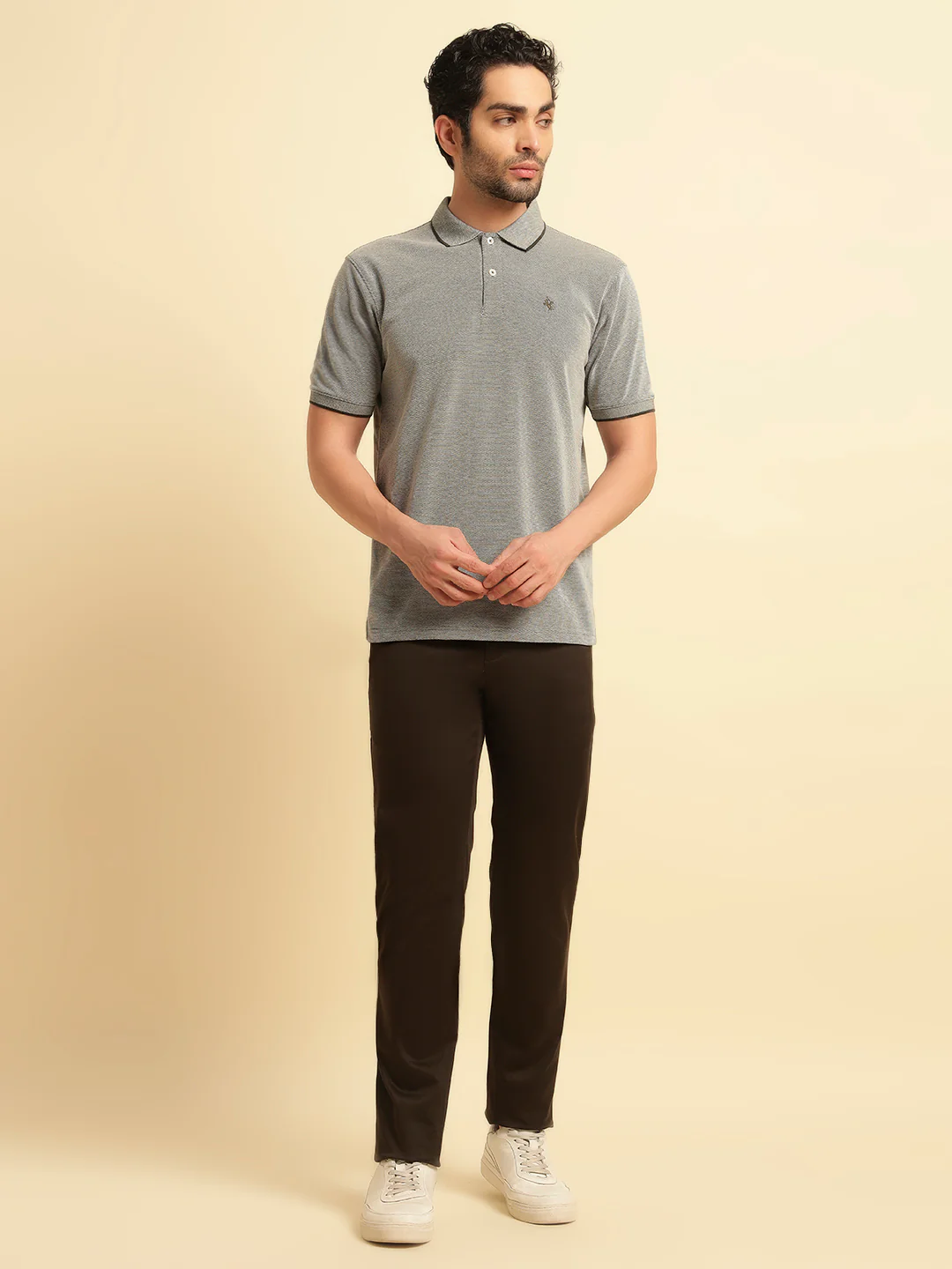 Casual Trouser for Men | Breathable & Soft with Color Fastness Regular Fit Cotton Blend Fabric Solid Pattern Button Closure - Image 8