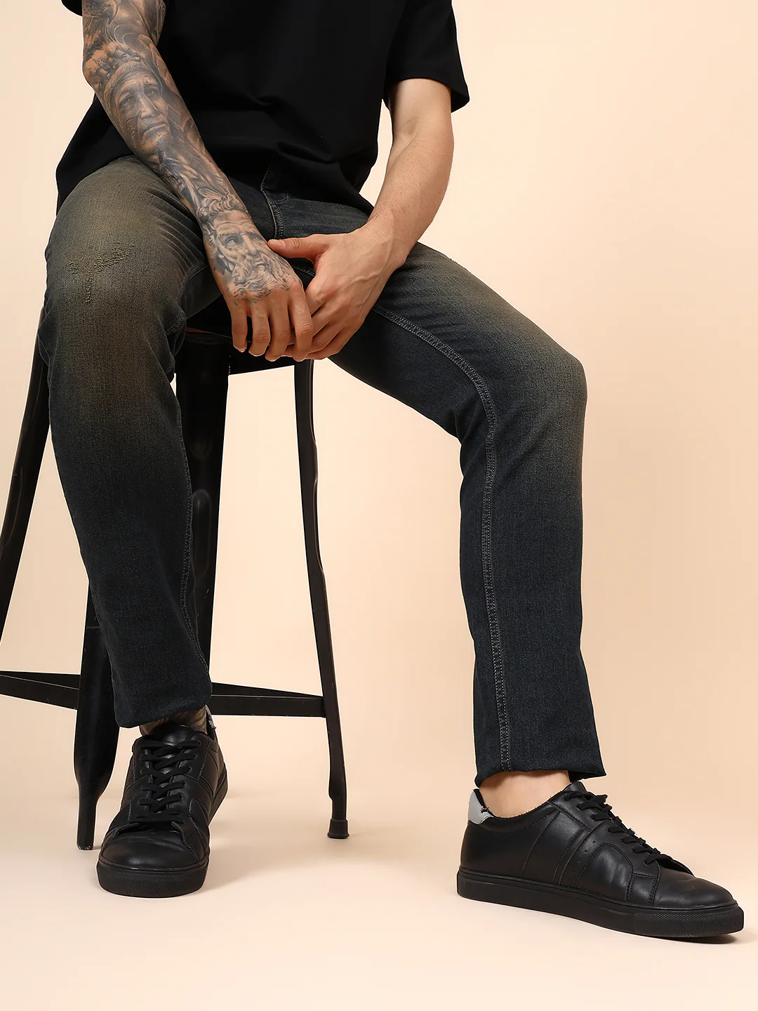Denim Jeans for Men l Breathable & Soft with Color Fastness Ultra Narrow Fit Cotton Fabric Solid Pattern Button Closure - Image 2