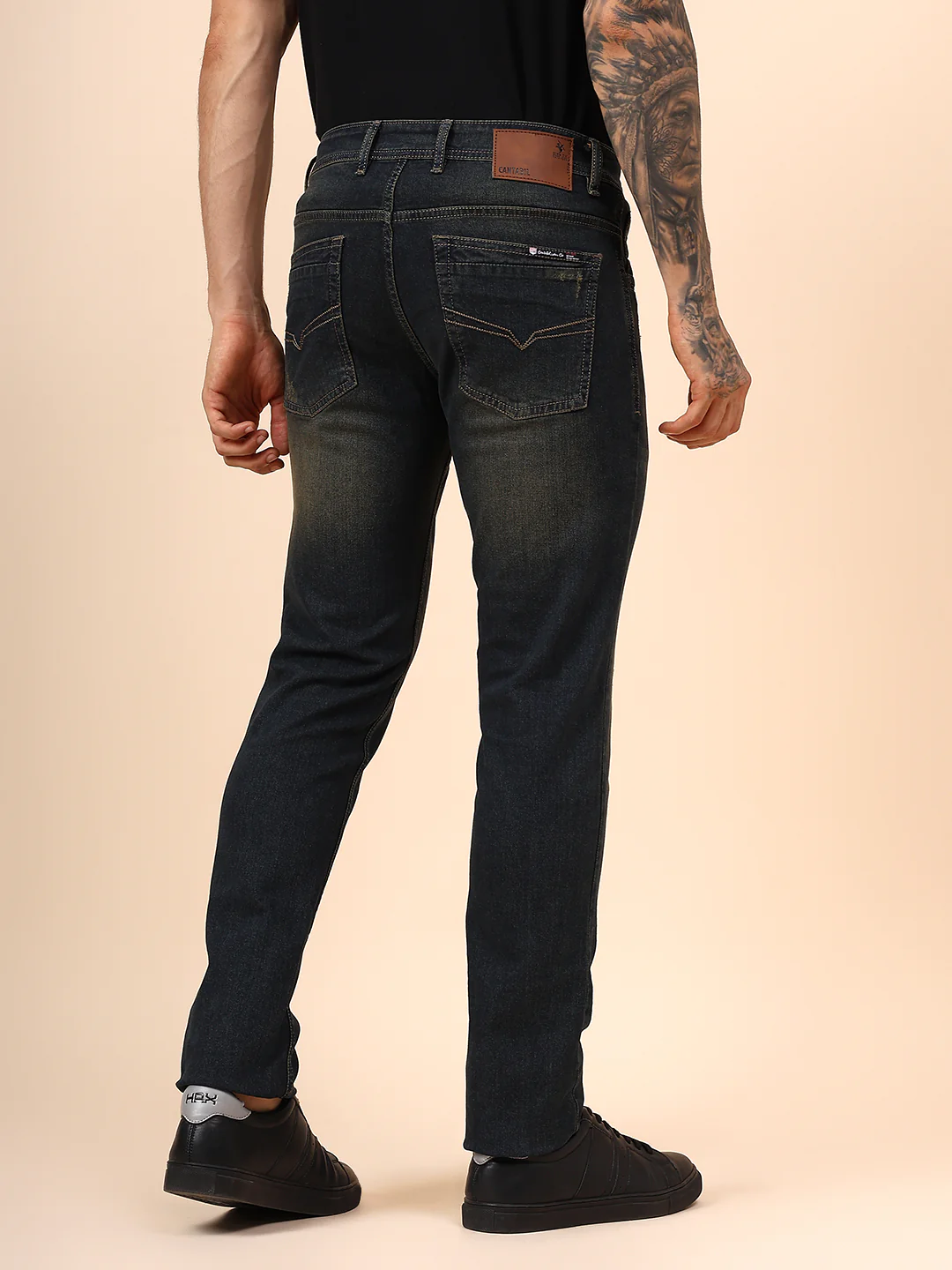 Denim Jeans for Men l Breathable & Soft with Color Fastness Ultra Narrow Fit Cotton Fabric Solid Pattern Button Closure - Image 6