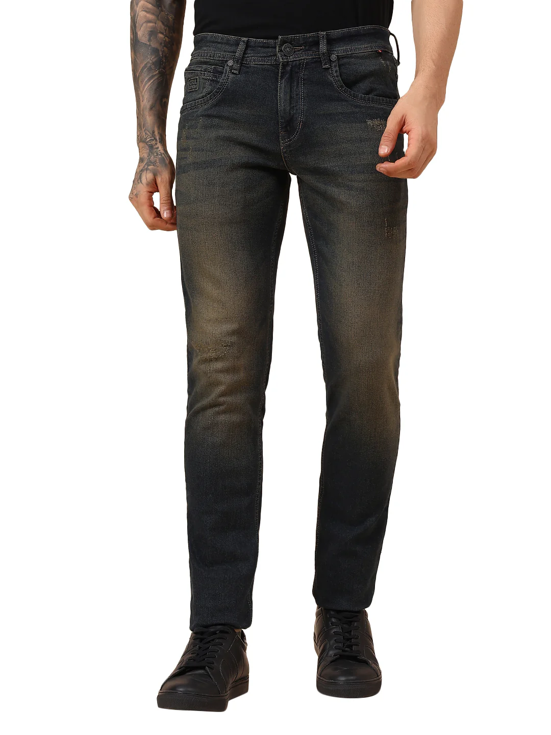 Denim Jeans for Men l Breathable & Soft with Color Fastness Ultra Narrow Fit Cotton Fabric Solid Pattern Button Closure - Image 9