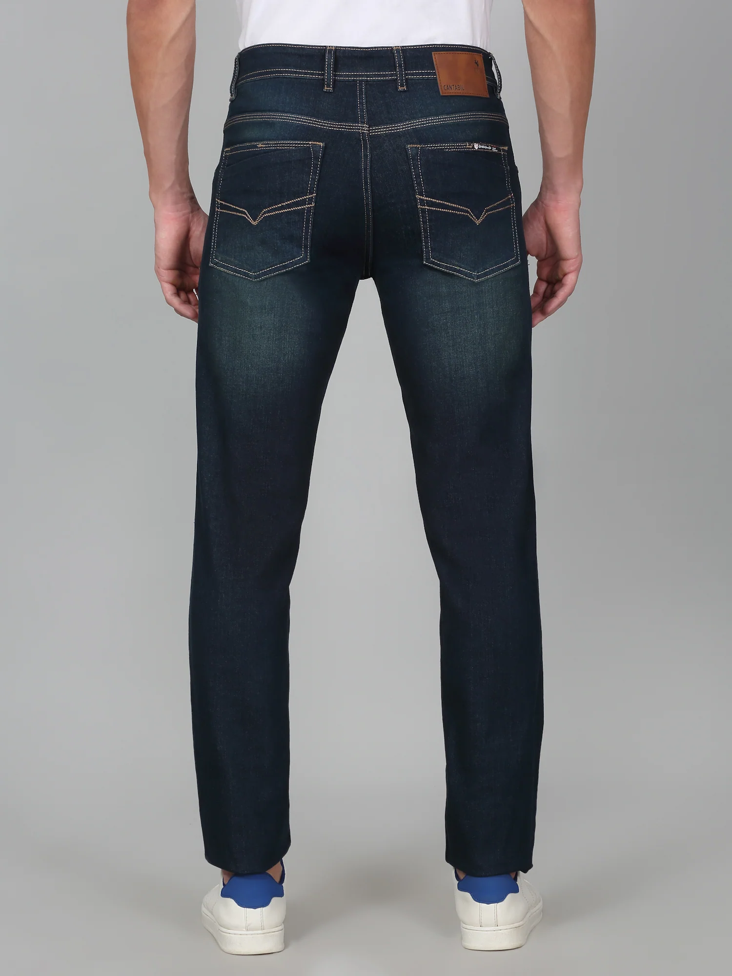 Denim Jeans for Men l Breathable & Soft with Color Fastness Ultra Narrow Fit Cotton Fabric Solid Pattern Button Closure - Image 5