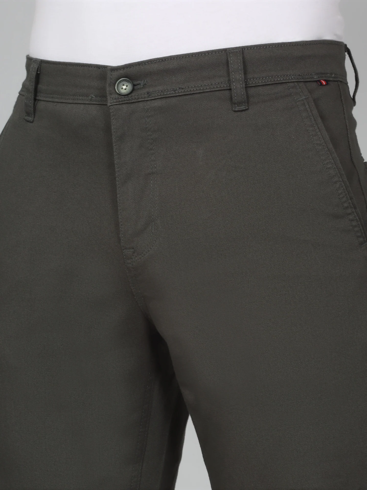 Casual Trouser for Men | Breathable & Soft with Color Fastness Regular Fit Cotton Blend Fabric Self Design Pattern Button Closure - Image 4