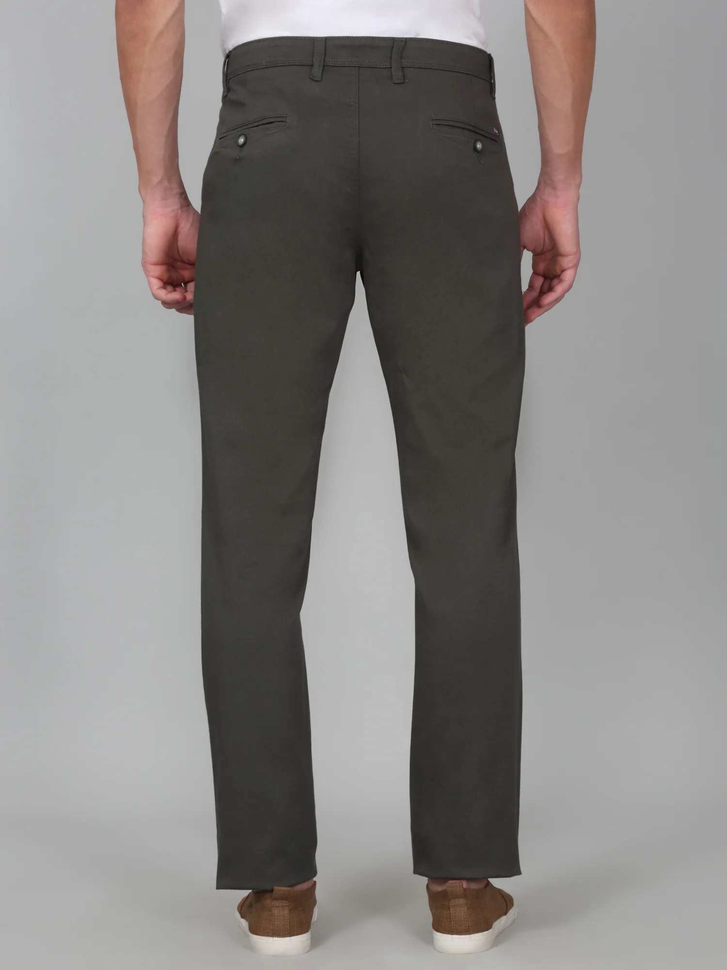 Casual Trouser for Men | Breathable & Soft with Color Fastness Regular Fit Cotton Blend Fabric Self Design Pattern Button Closure - Image 5
