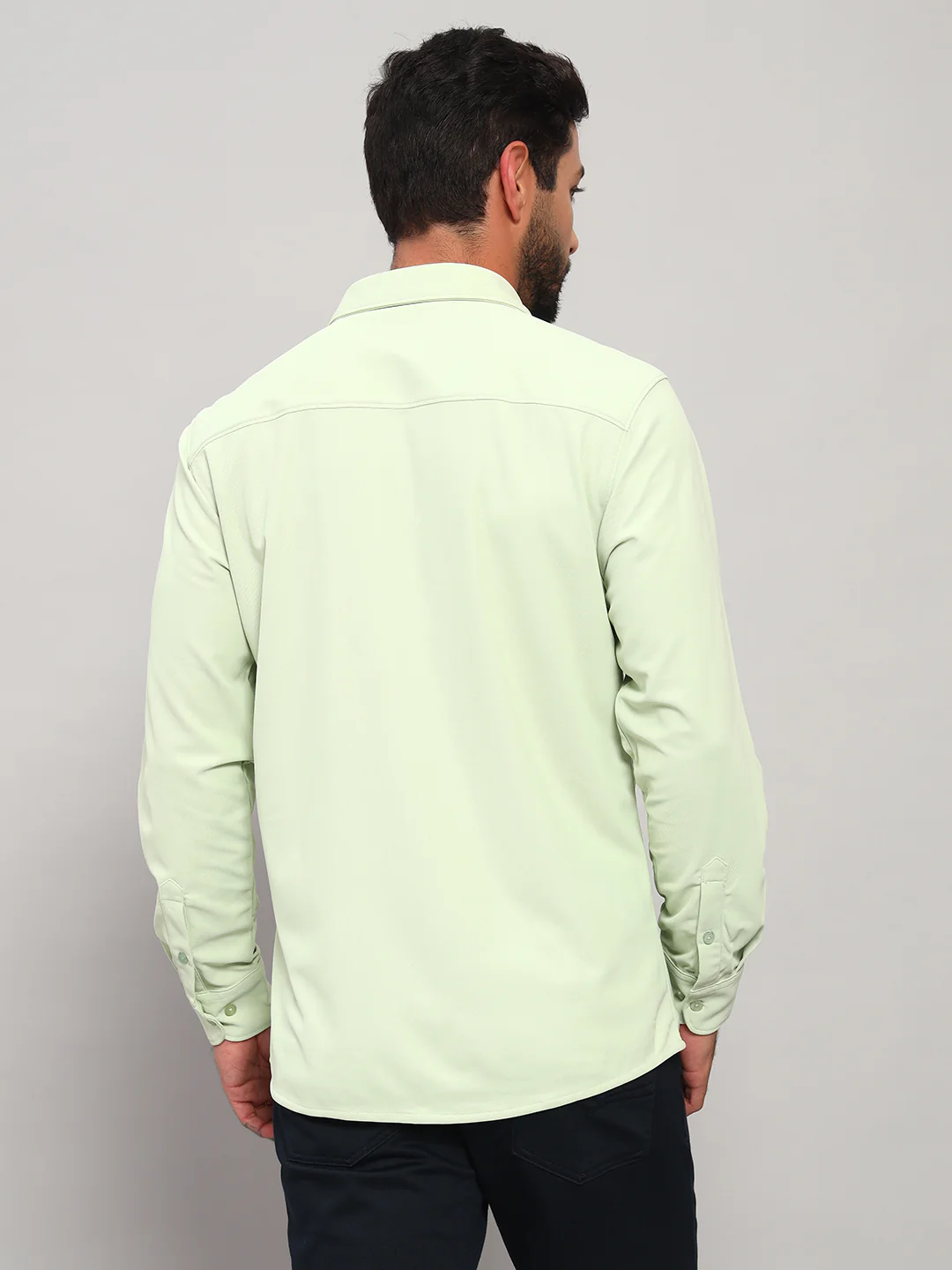 Casual Shirt for Men | Breathable & Soft with Color Fastness Regular Fit Spread Collar Neck Polyester Fabric Solid Pattern - Image 2