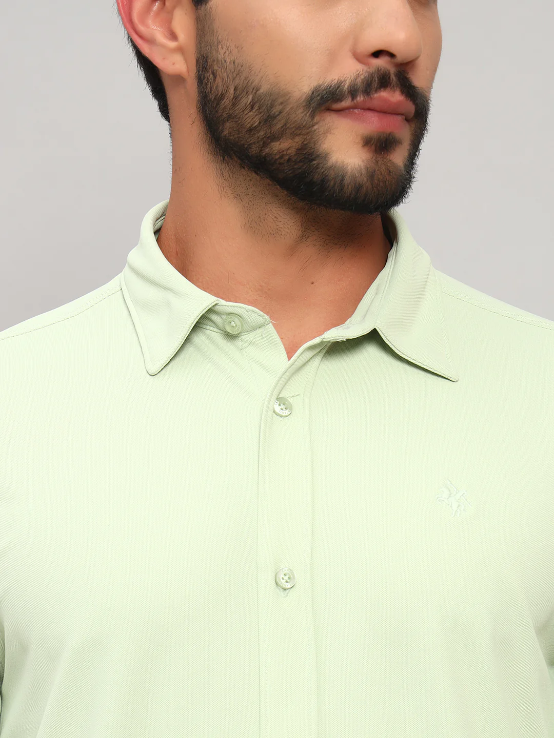 Casual Shirt for Men | Breathable & Soft with Color Fastness Regular Fit Spread Collar Neck Polyester Fabric Solid Pattern - Image 7