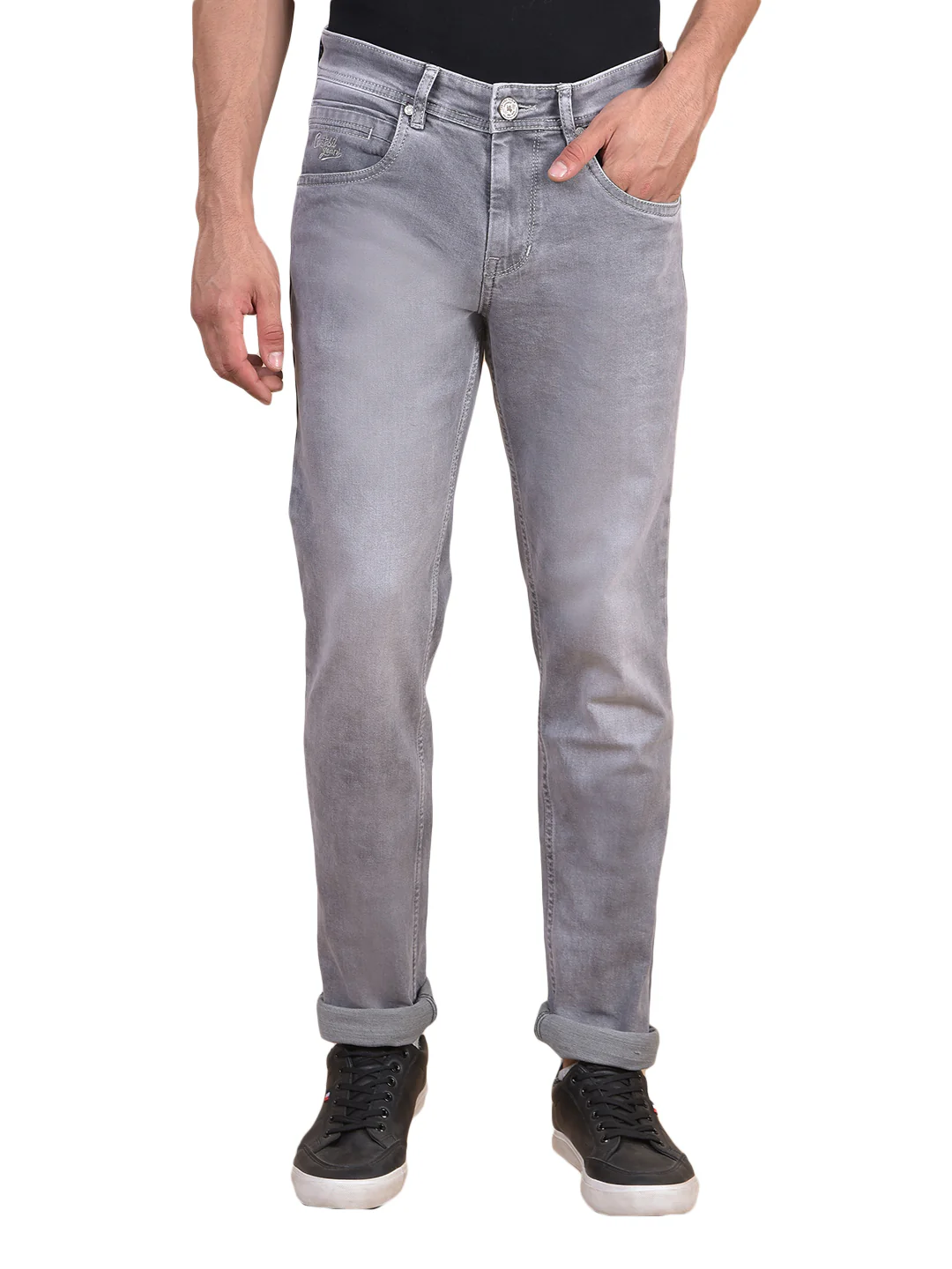 Denim Jeans for Men l Breathable & Soft with Color Fastness Ultra Narrow Fit Cotton Fabric Solid Pattern Button Closure - Image 2