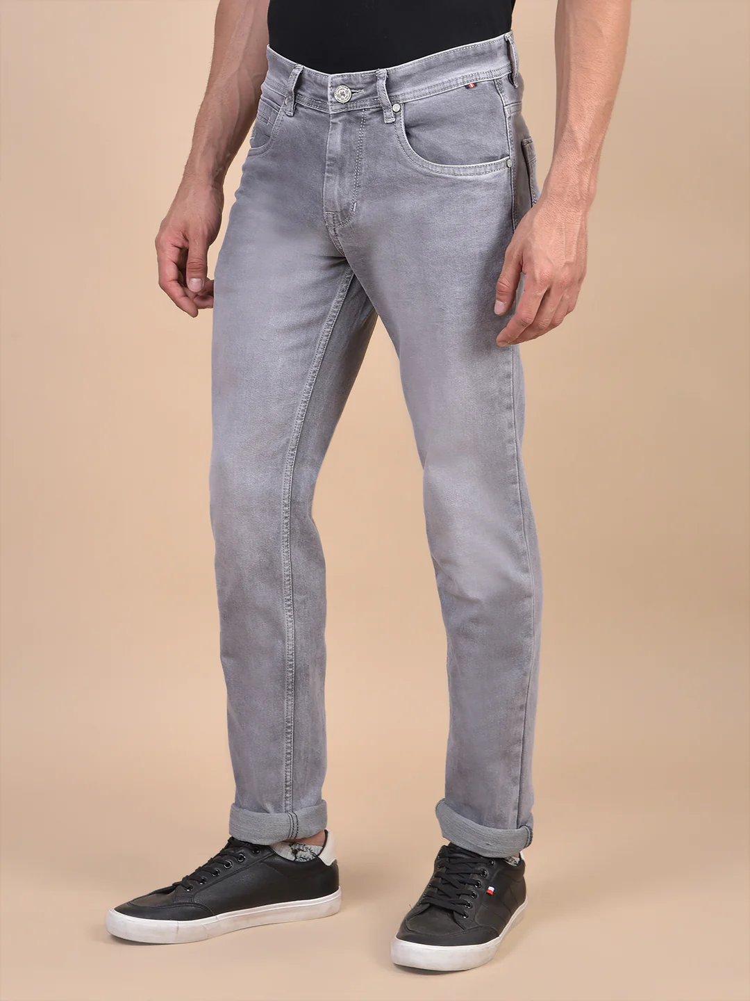 Denim Jeans for Men l Breathable & Soft with Color Fastness Ultra Narrow Fit Cotton Fabric Solid Pattern Button Closure - Image 7