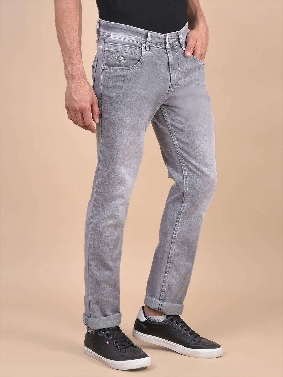 Denim Jeans for Men l Breathable & Soft with Color Fastness Ultra Narrow Fit Cotton Fabric Solid Pattern Button Closure - Image 8