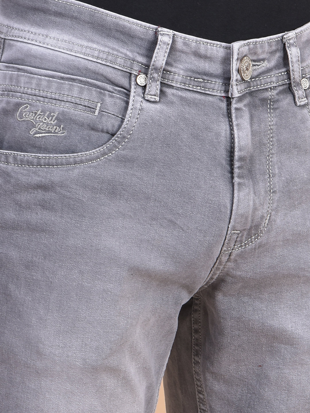 Denim Jeans for Men l Breathable & Soft with Color Fastness Ultra Narrow Fit Cotton Fabric Solid Pattern Button Closure - Image 9