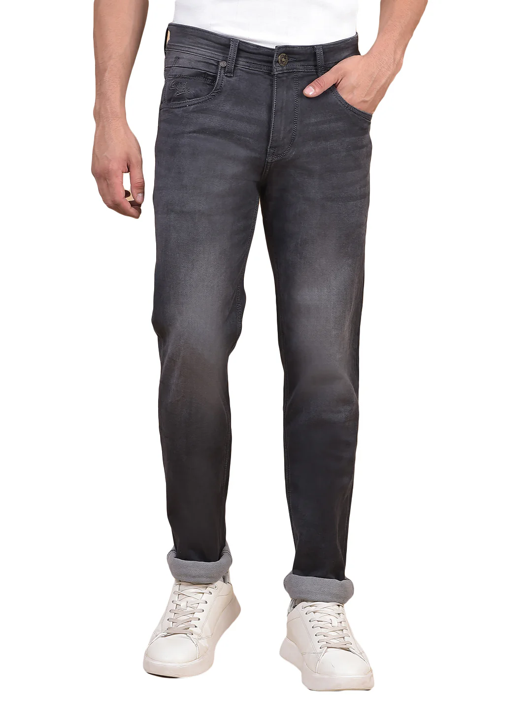Denim Jeans for Men l Breathable & Soft with Color Fastness Ultra Narrow Fit Cotton Fabric Solid Pattern Button Closure - Image 3
