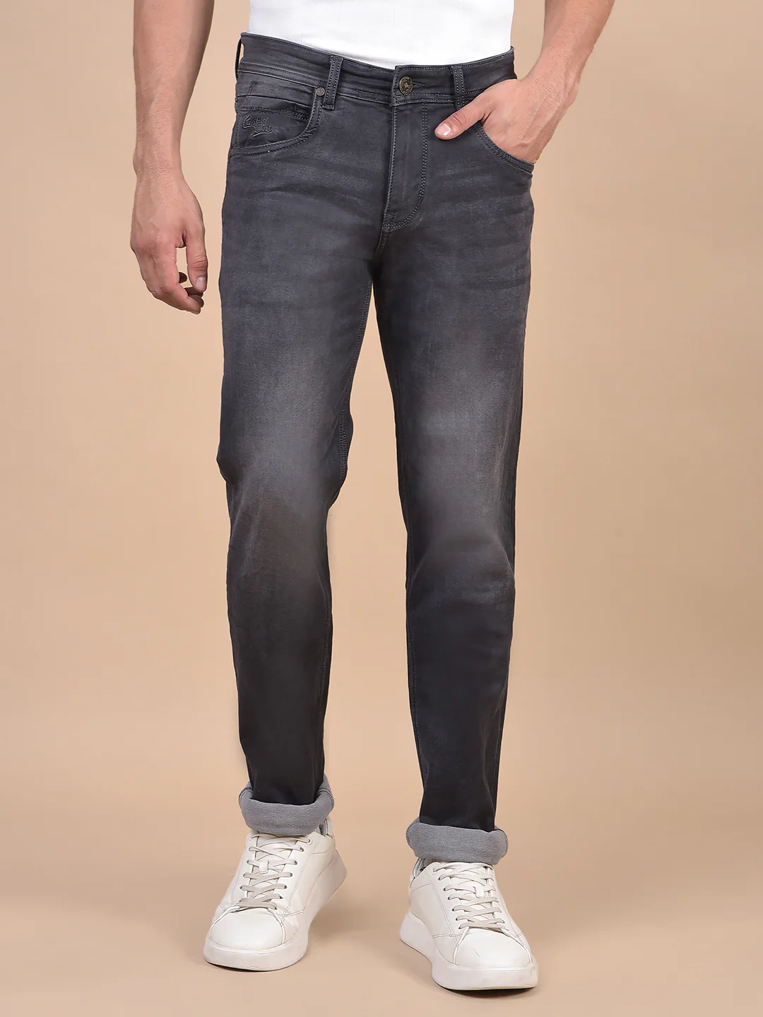 Denim Jeans for Men l Breathable & Soft with Color Fastness Ultra Narrow Fit Cotton Fabric Solid Pattern Button Closure - Image 4