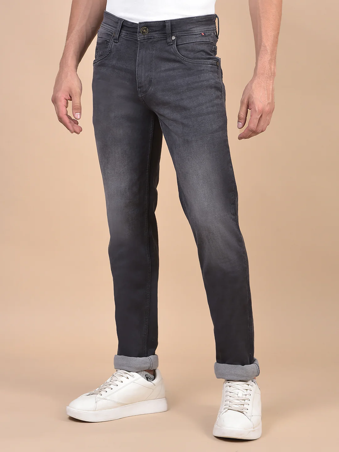 Denim Jeans for Men l Breathable & Soft with Color Fastness Ultra Narrow Fit Cotton Fabric Solid Pattern Button Closure - Image 6