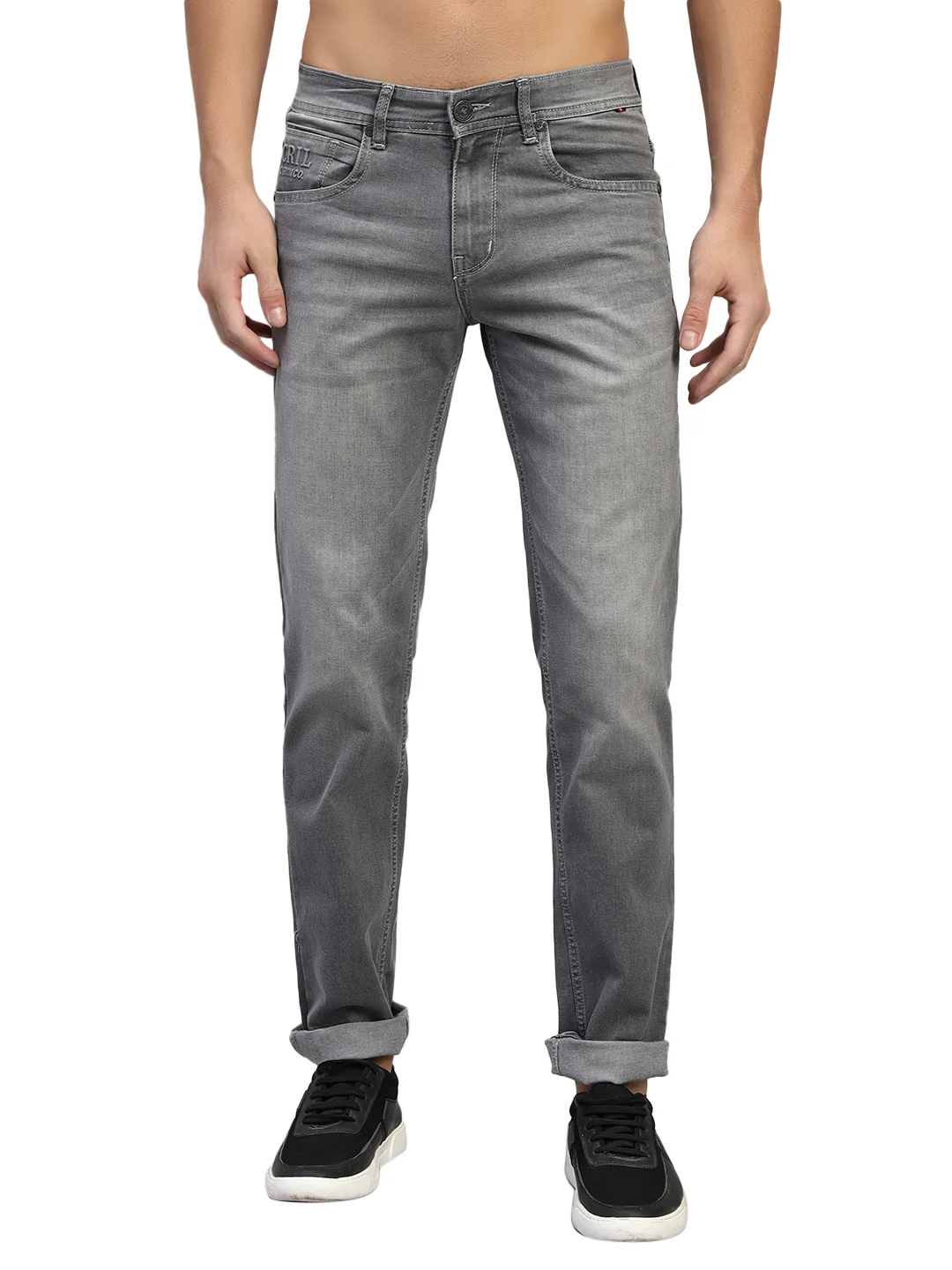 Denim Jeans for Men l Breathable & Soft with Color Fastness Ultra Narrow Fit Cotton Fabric Solid Pattern Button Closure - Image 3