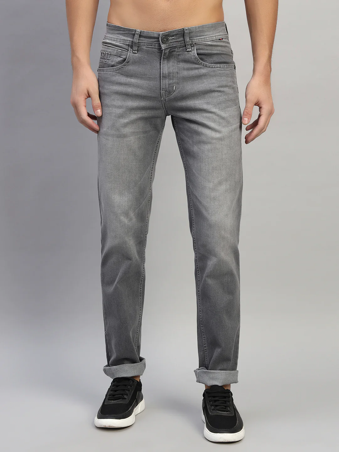 Denim Jeans for Men l Breathable & Soft with Color Fastness Ultra Narrow Fit Cotton Fabric Solid Pattern Button Closure - Image 4