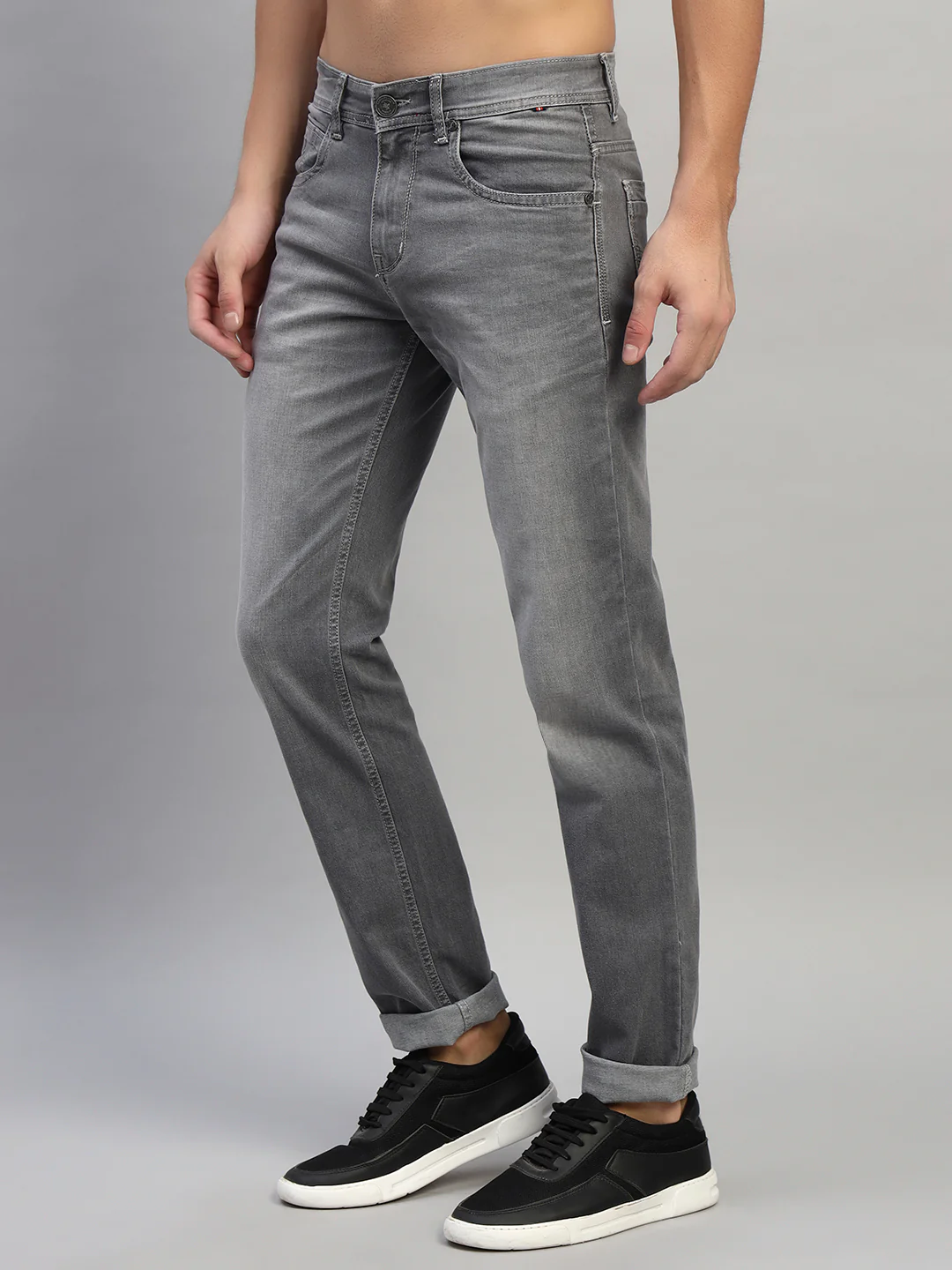 Denim Jeans for Men l Breathable & Soft with Color Fastness Ultra Narrow Fit Cotton Fabric Solid Pattern Button Closure - Image 5