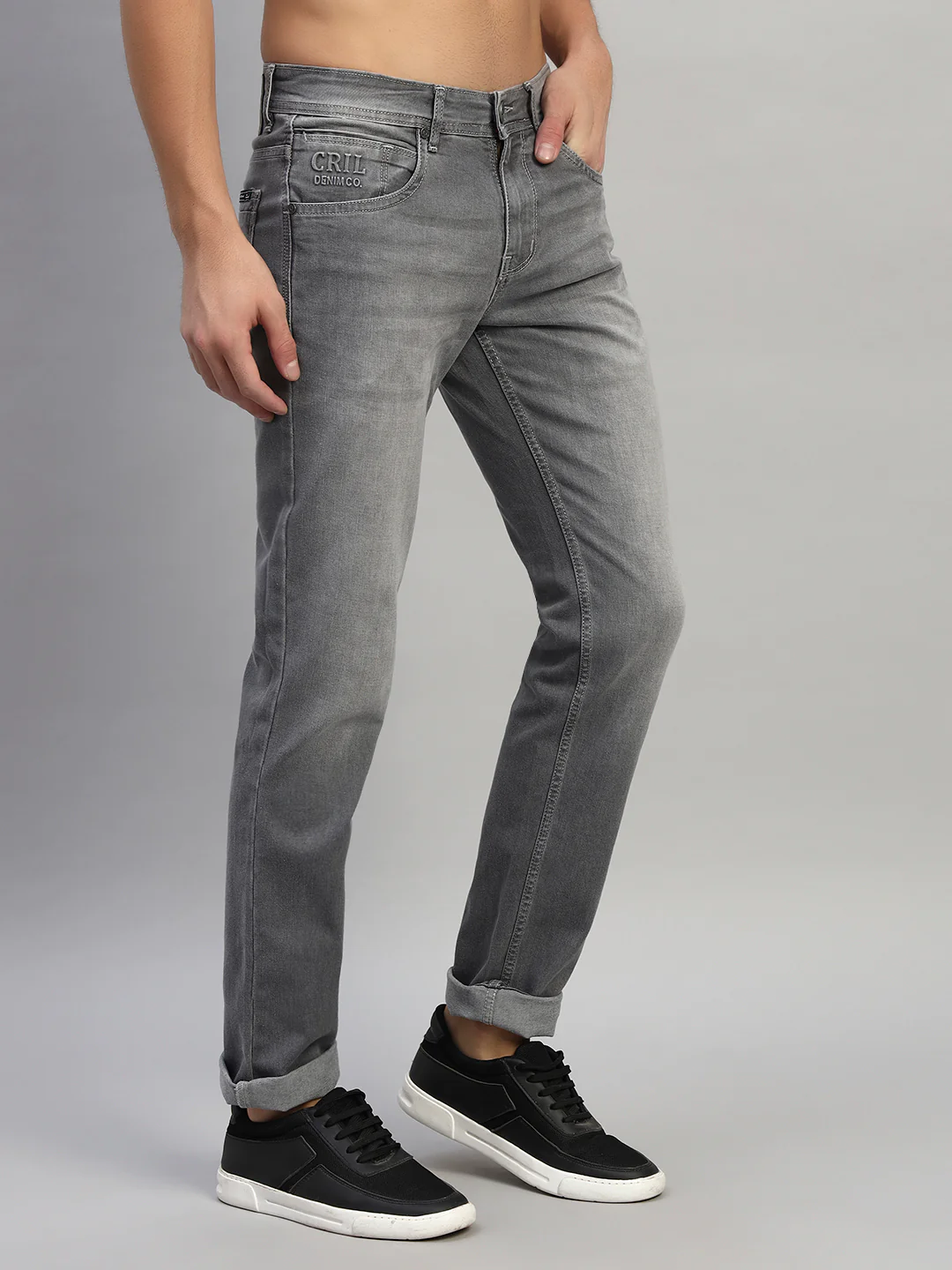 Denim Jeans for Men l Breathable & Soft with Color Fastness Ultra Narrow Fit Cotton Fabric Solid Pattern Button Closure - Image 6