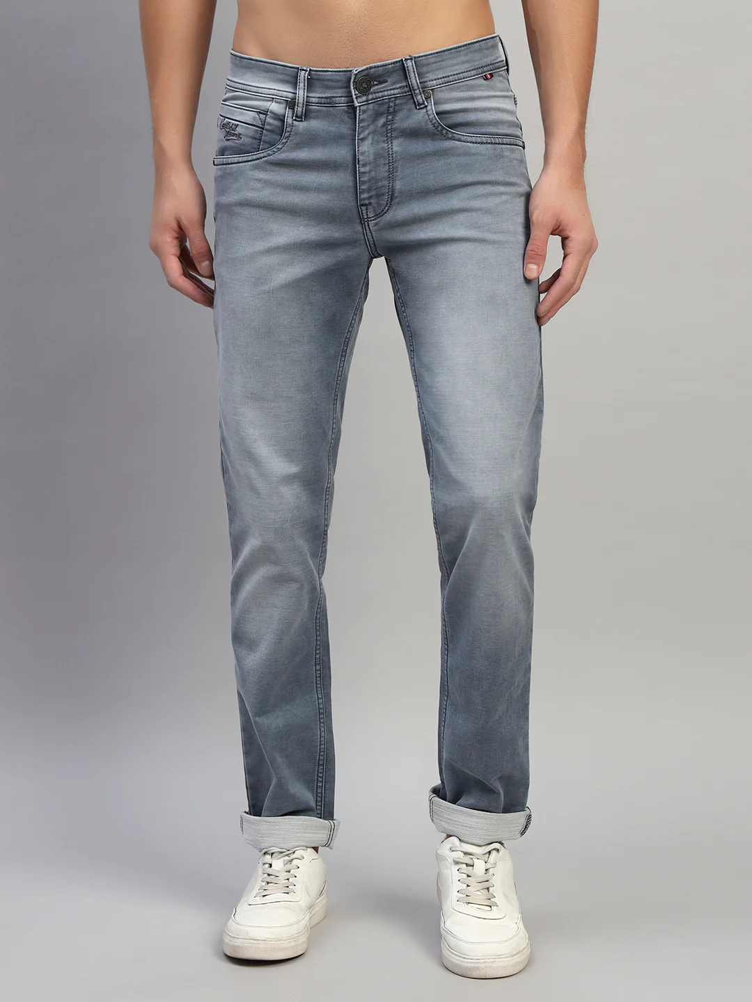 Denim Jeans for Men l Breathable & Soft with Color Fastness Ultra Narrow Fit Cotton Fabric Solid Pattern Button Closure - Image 4