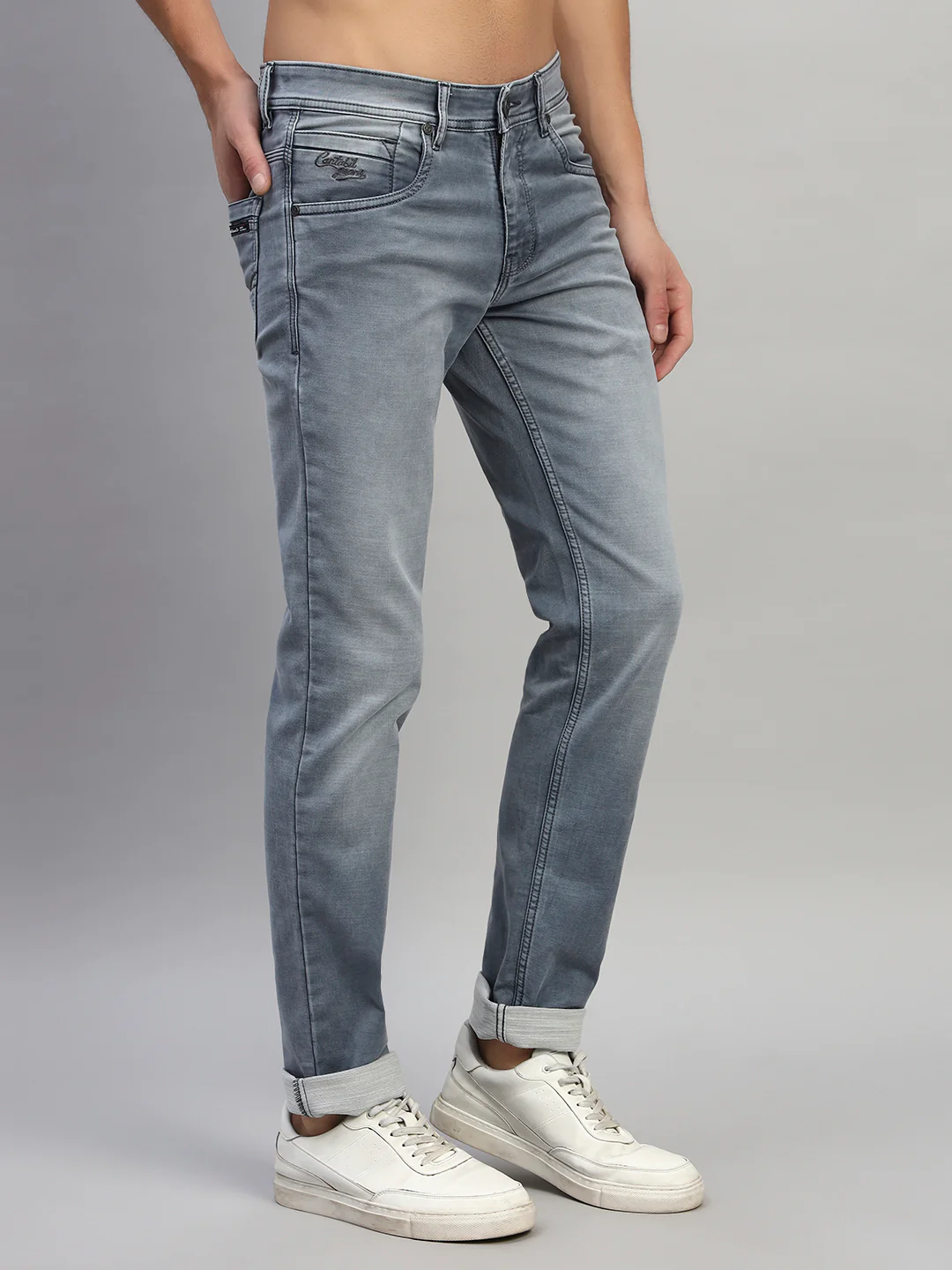 Denim Jeans for Men l Breathable & Soft with Color Fastness Ultra Narrow Fit Cotton Fabric Solid Pattern Button Closure - Image 6