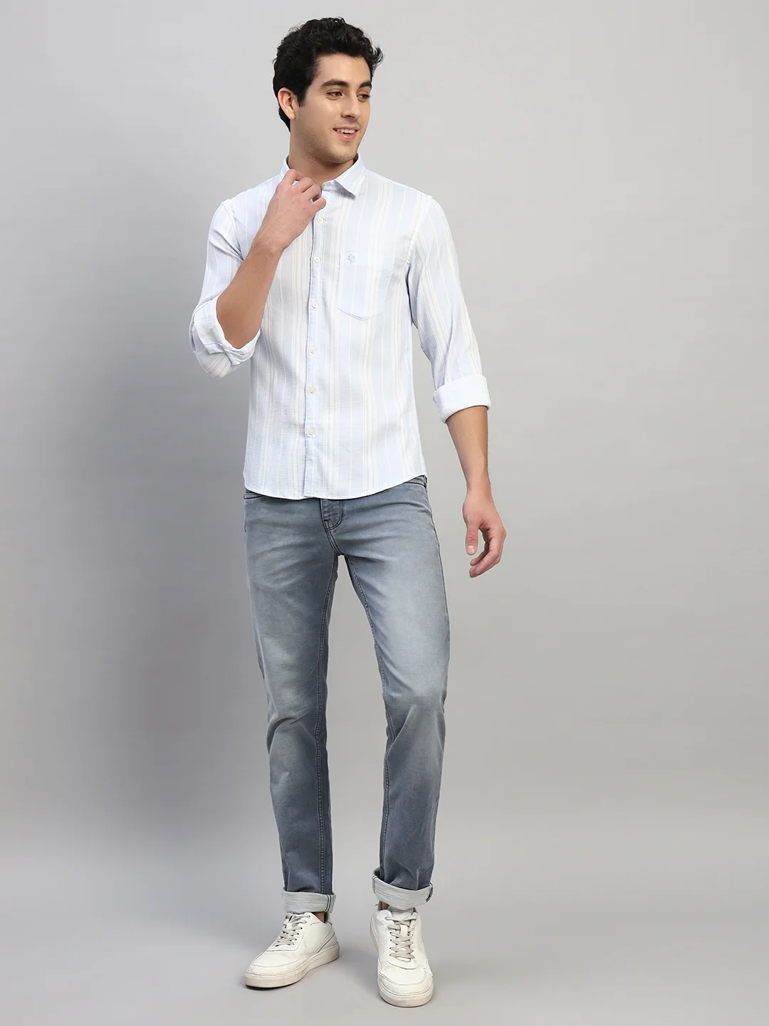 Denim Jeans for Men l Breathable & Soft with Color Fastness Ultra Narrow Fit Cotton Fabric Solid Pattern Button Closure - Image 9