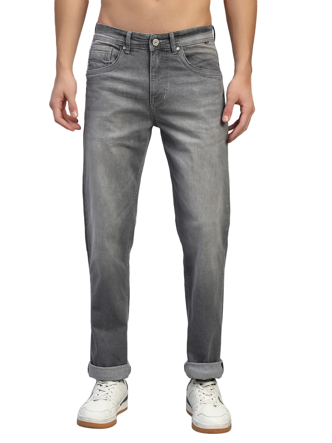 Denim Jeans for Men l Breathable & Soft with Color Fastness Straight Fit Cotton Fabric Solid Pattern Button Closure - Image 3