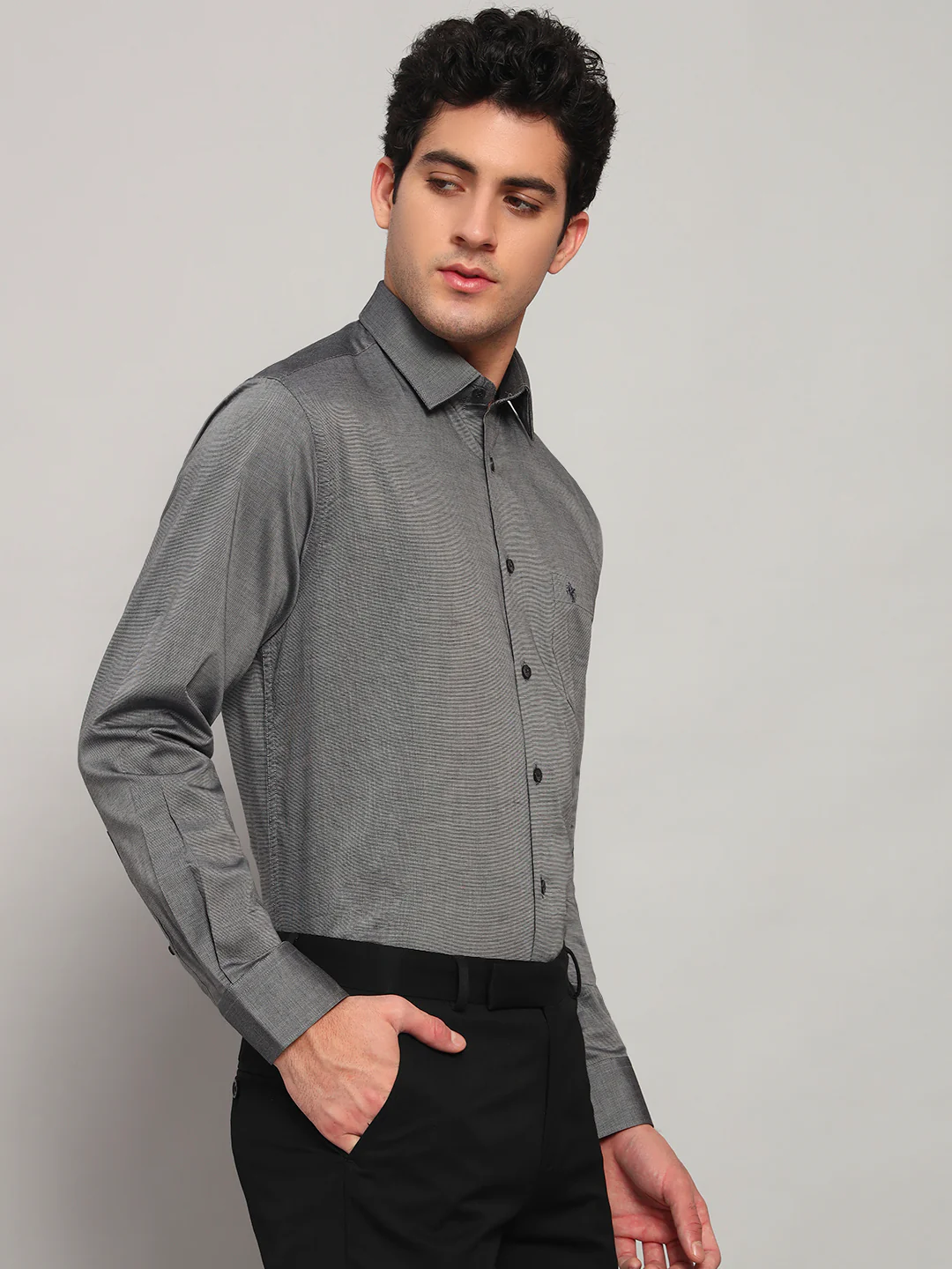 Formal Shirt for Men l Breathable & Soft with Color Fastness Regular Fit Spread Collar Neck Cotton Blend Fabric Solid Pattern - Image 2