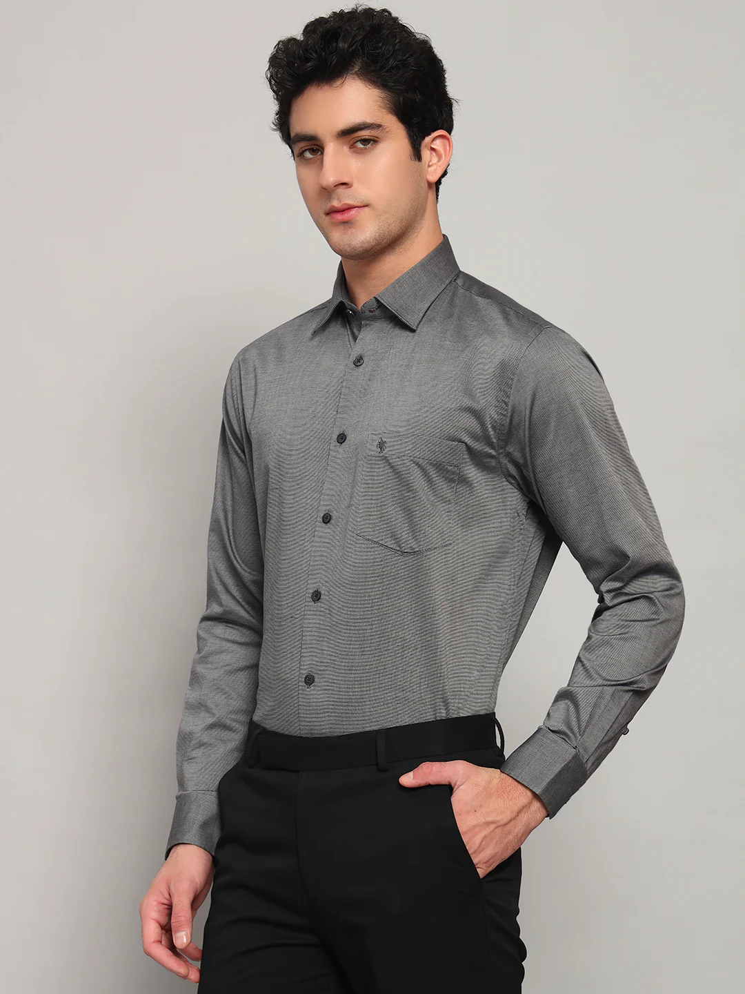 Formal Shirt for Men l Breathable & Soft with Color Fastness Regular Fit Spread Collar Neck Cotton Blend Fabric Solid Pattern - Image 3