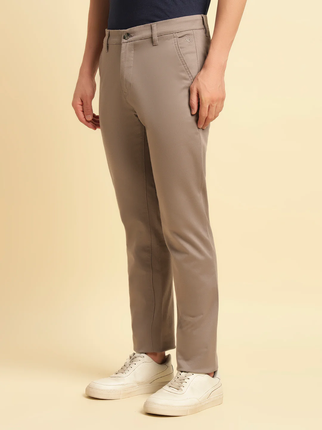 Casual Trouser for Men | Breathable & Soft with Color Fastness Regular Fit Cotton Blend Fabric Solid Pattern Button Closure - Image 4