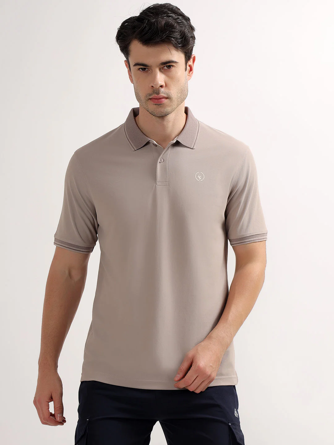 T-Shirt for Men | Breathable & Soft with Color Fastness Regular Fit Polo Neck Polyester Fabric Solid Pattern - Image 2