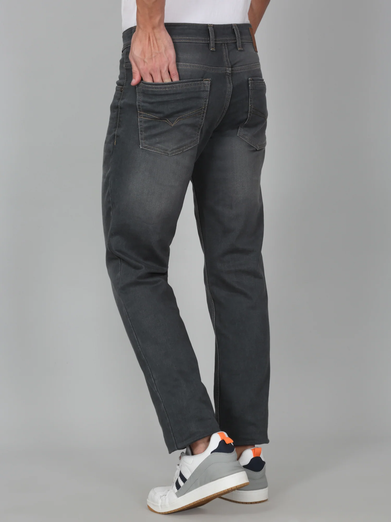 Denim Jeans for Men l Breathable & Soft with Color Fastness Ultra Narrow Fit Cotton Fabric Solid Pattern Button Closure - Image 5