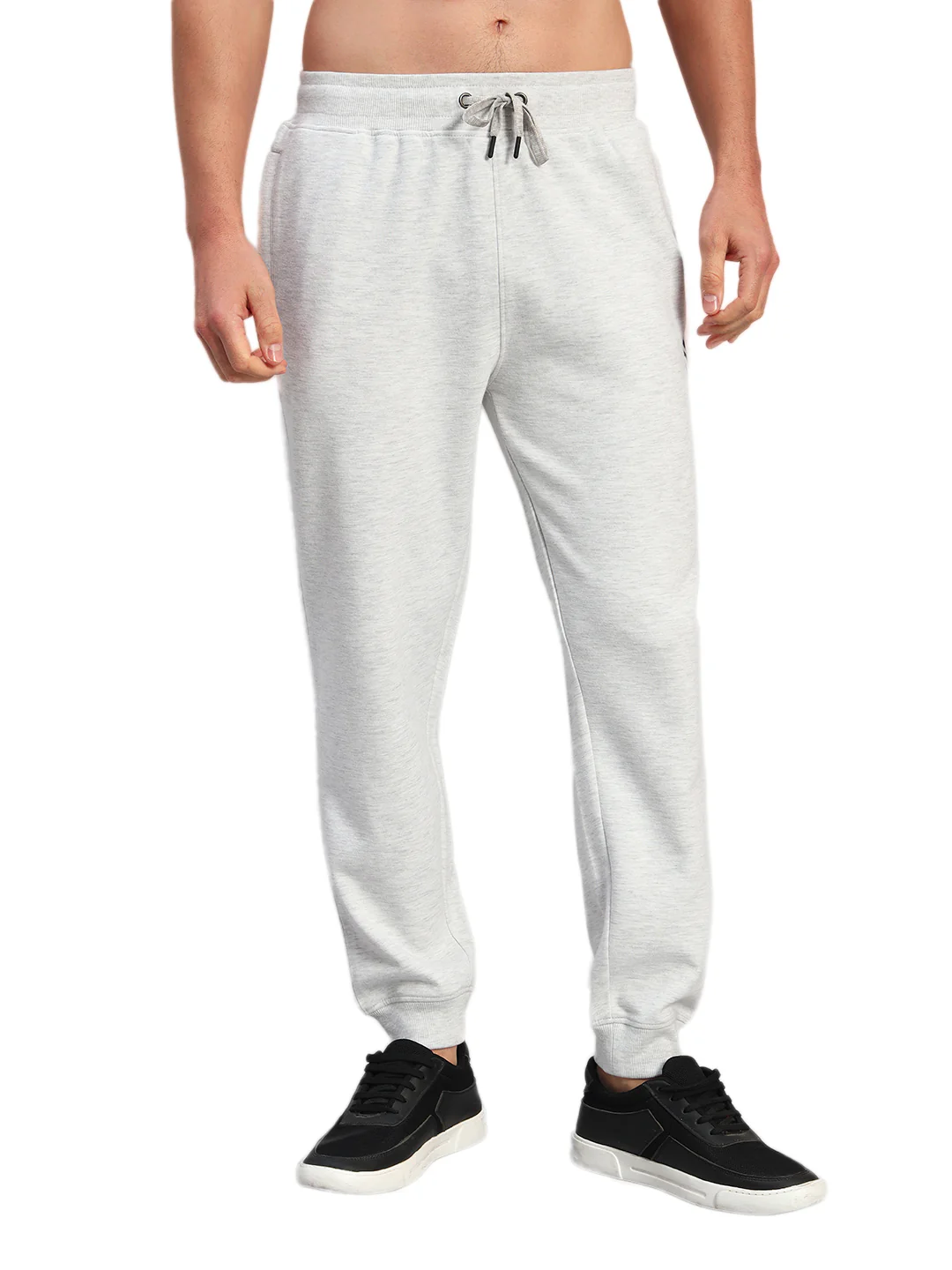 Men's Solid Grey Regular Fit Casual Track Pant - Image 2
