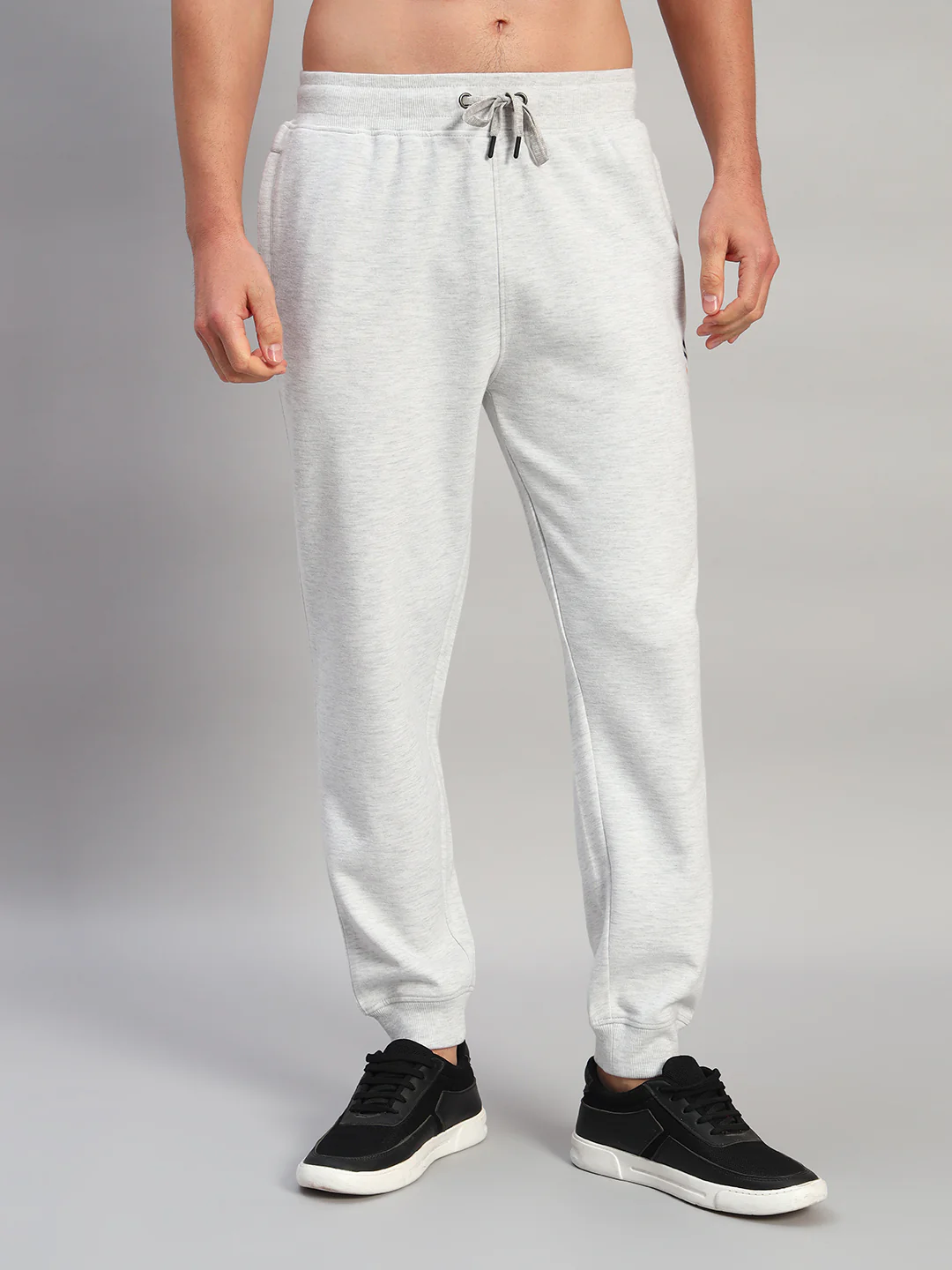 Men's Solid Grey Regular Fit Casual Track Pant - Image 3