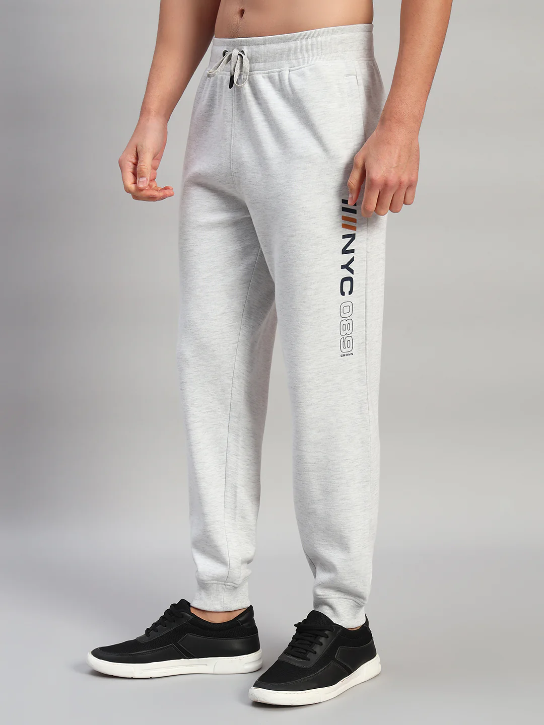 Men's Solid Grey Regular Fit Casual Track Pant - Image 4