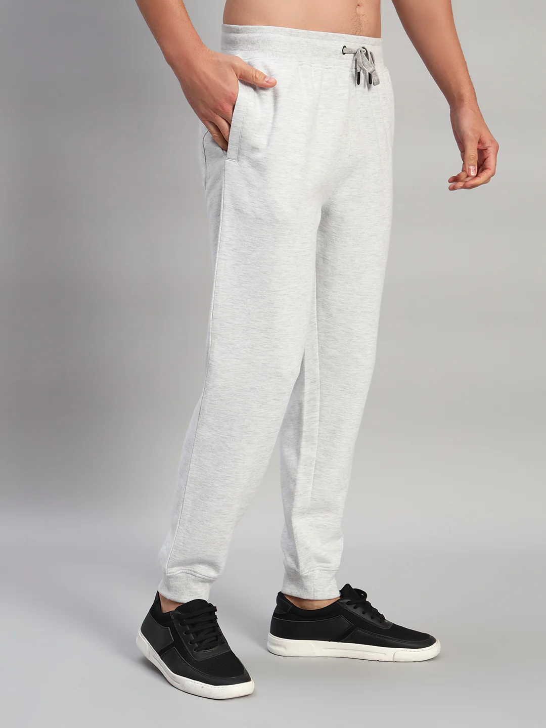 Men's Solid Grey Regular Fit Casual Track Pant - Image 6