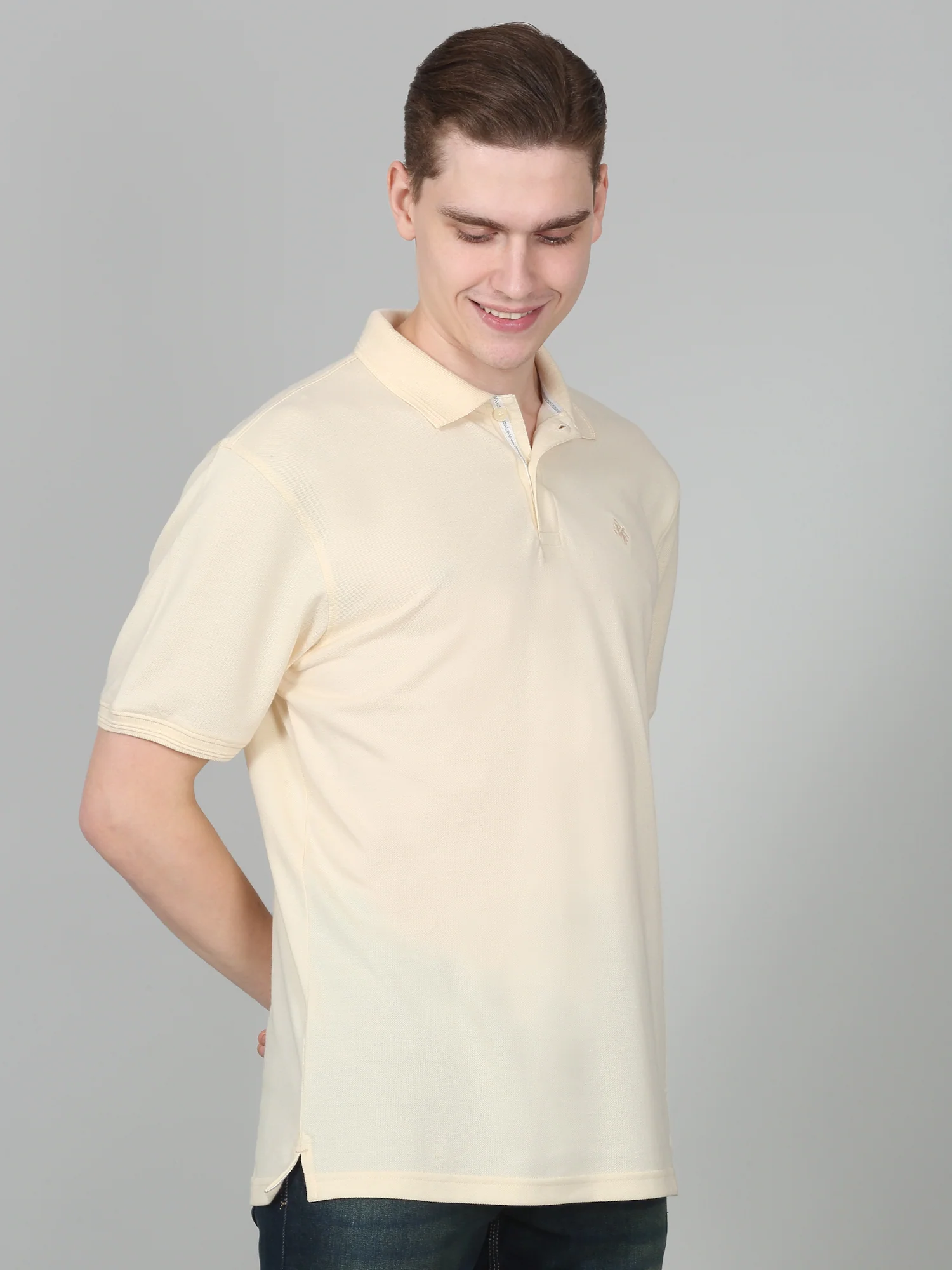 T-Shirt for Men | Breathable & Soft with Color Fastness Regular Fit Polo Neck Poly Cotton Fabric Solid Pattern - Image 3