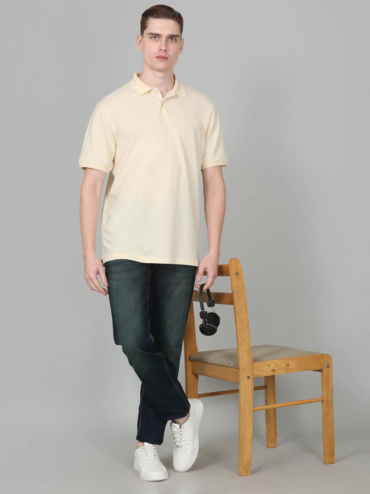 T-Shirt for Men | Breathable & Soft with Color Fastness Regular Fit Polo Neck Poly Cotton Fabric Solid Pattern - Image 5